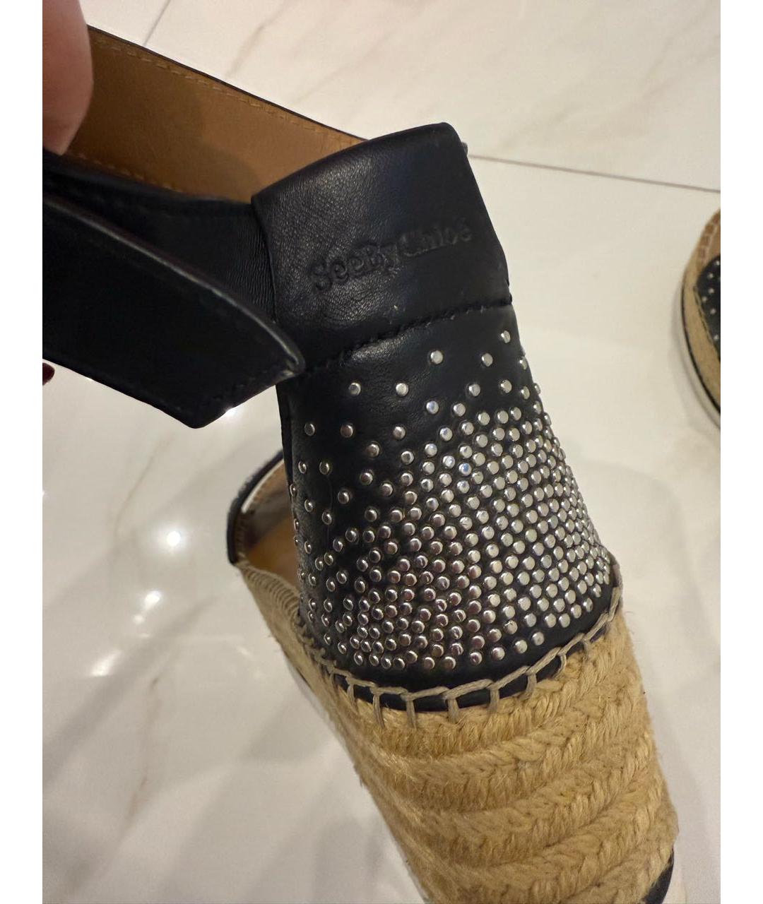 SEE BY CHLOE Черные кожаные эспадрильи, фото 3