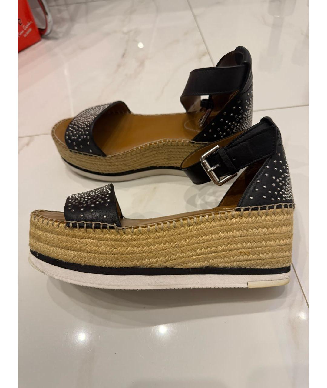 SEE BY CHLOE Черные кожаные эспадрильи, фото 6