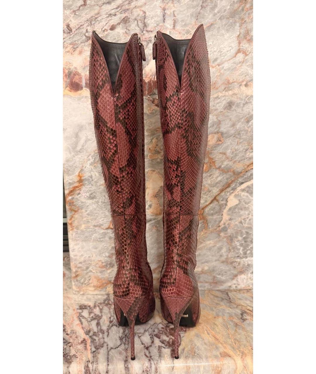 GUCCI Бордовые сапоги из экзотической кожи, фото 4