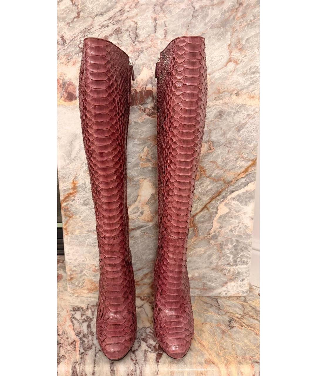 GUCCI Бордовые сапоги из экзотической кожи, фото 2