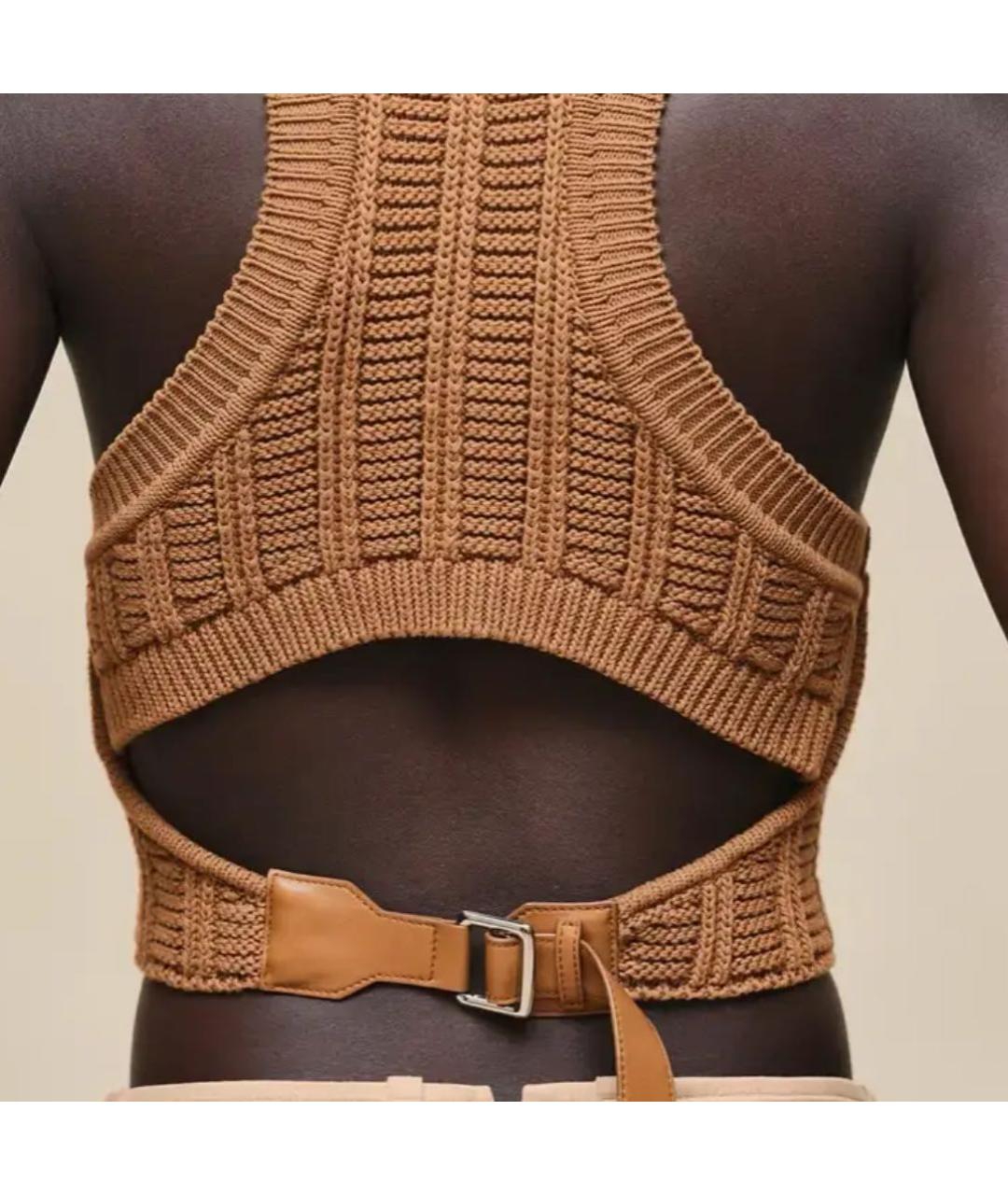 HERMES Бежевая хлопковая майка, фото 2