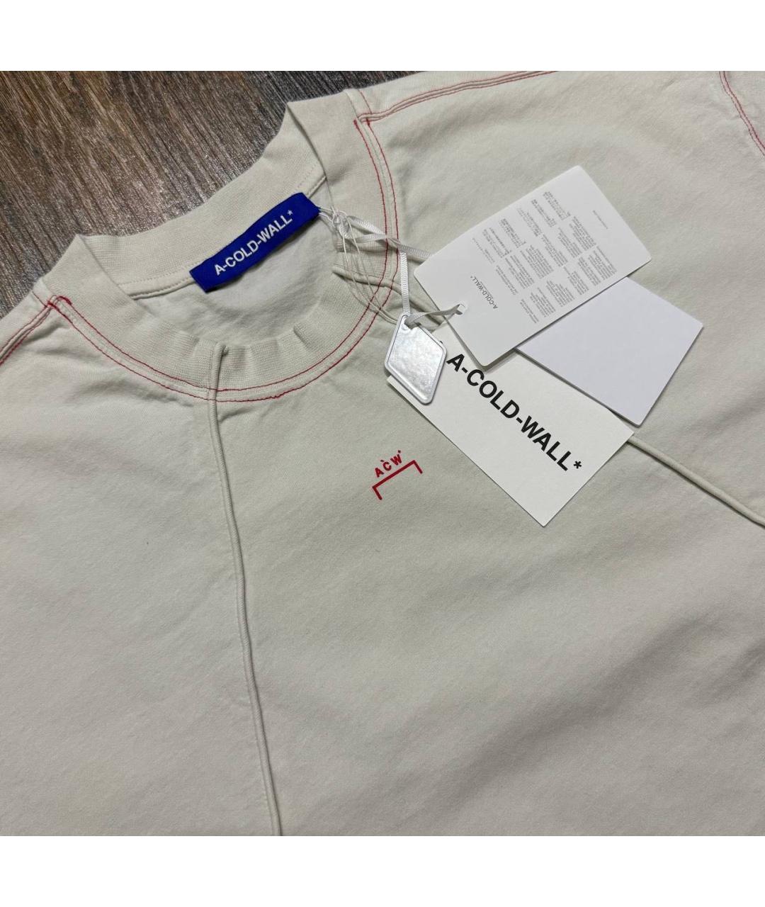 A-COLD-WALL* Бежевая хлопковая футболка, фото 4