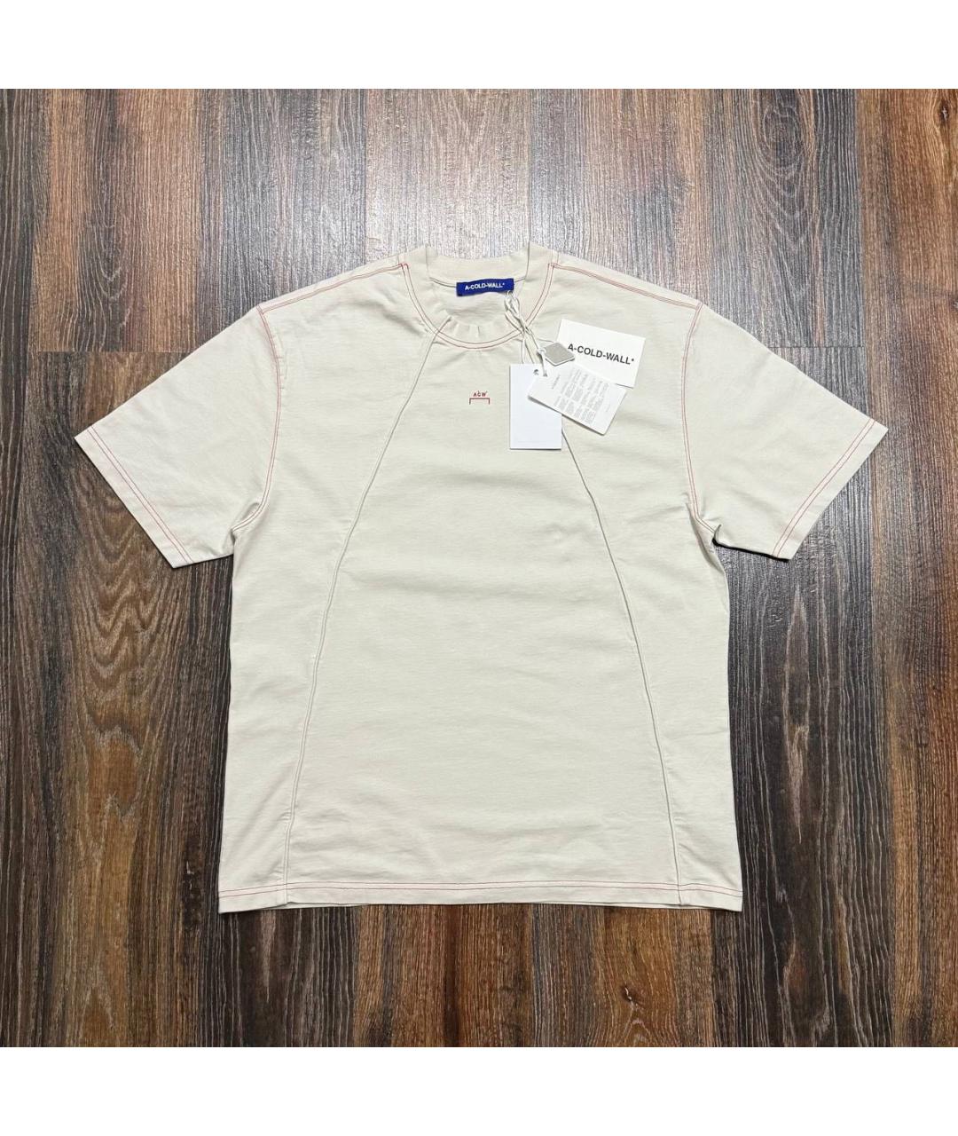 A-COLD-WALL* Бежевая хлопковая футболка, фото 5