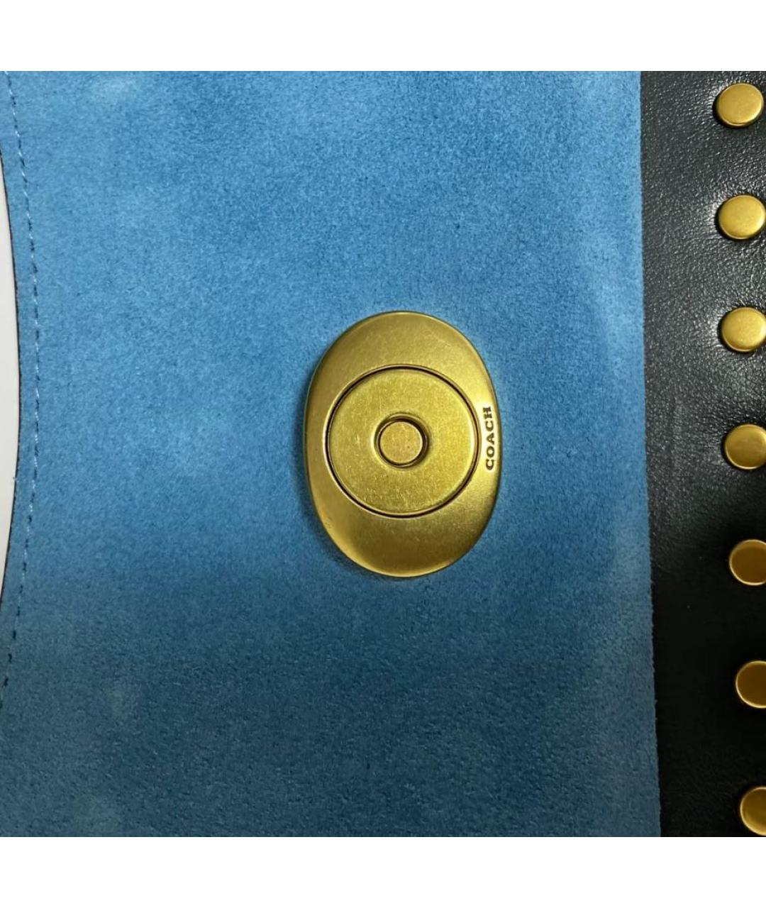 COACH Синяя кожаная сумка с короткими ручками, фото 7
