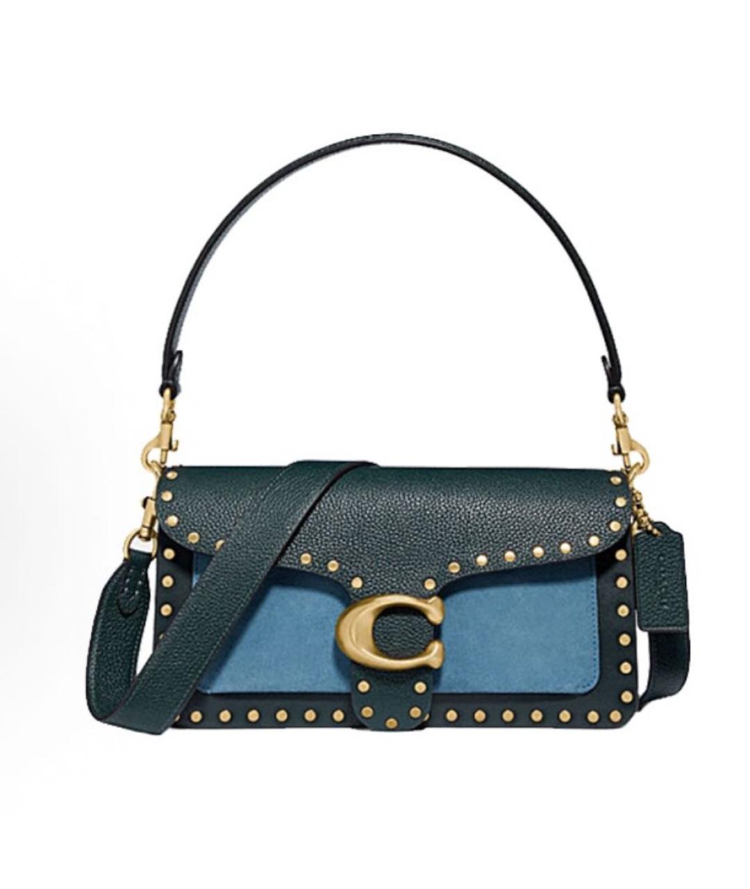COACH Синяя кожаная сумка с короткими ручками, фото 9