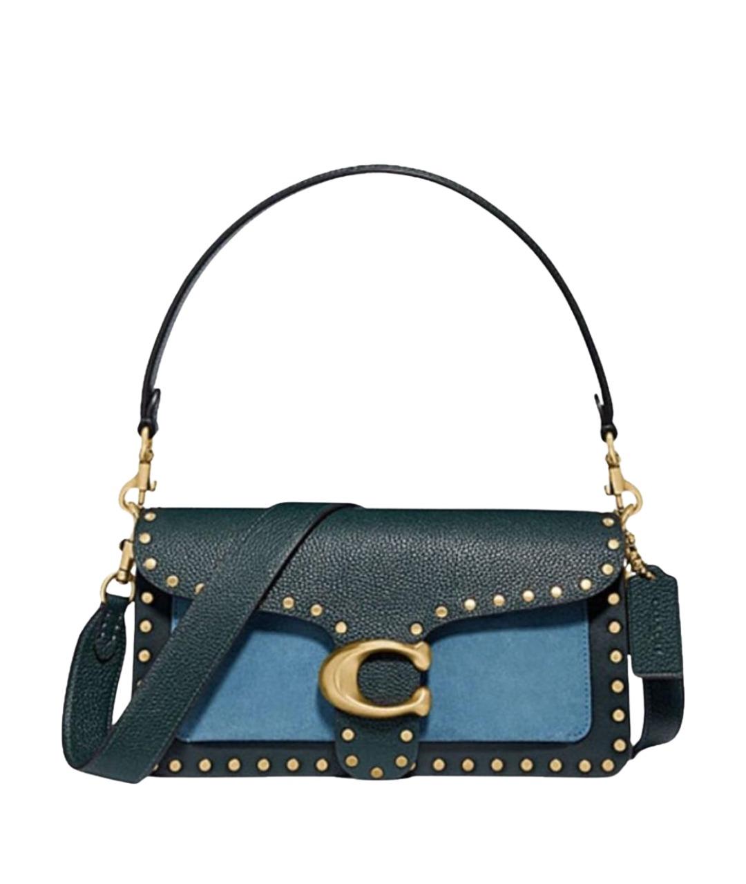 COACH Синяя кожаная сумка с короткими ручками, фото 1