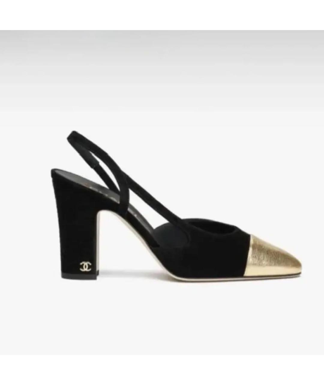 CHANEL Черные текстильные туфли, фото 1