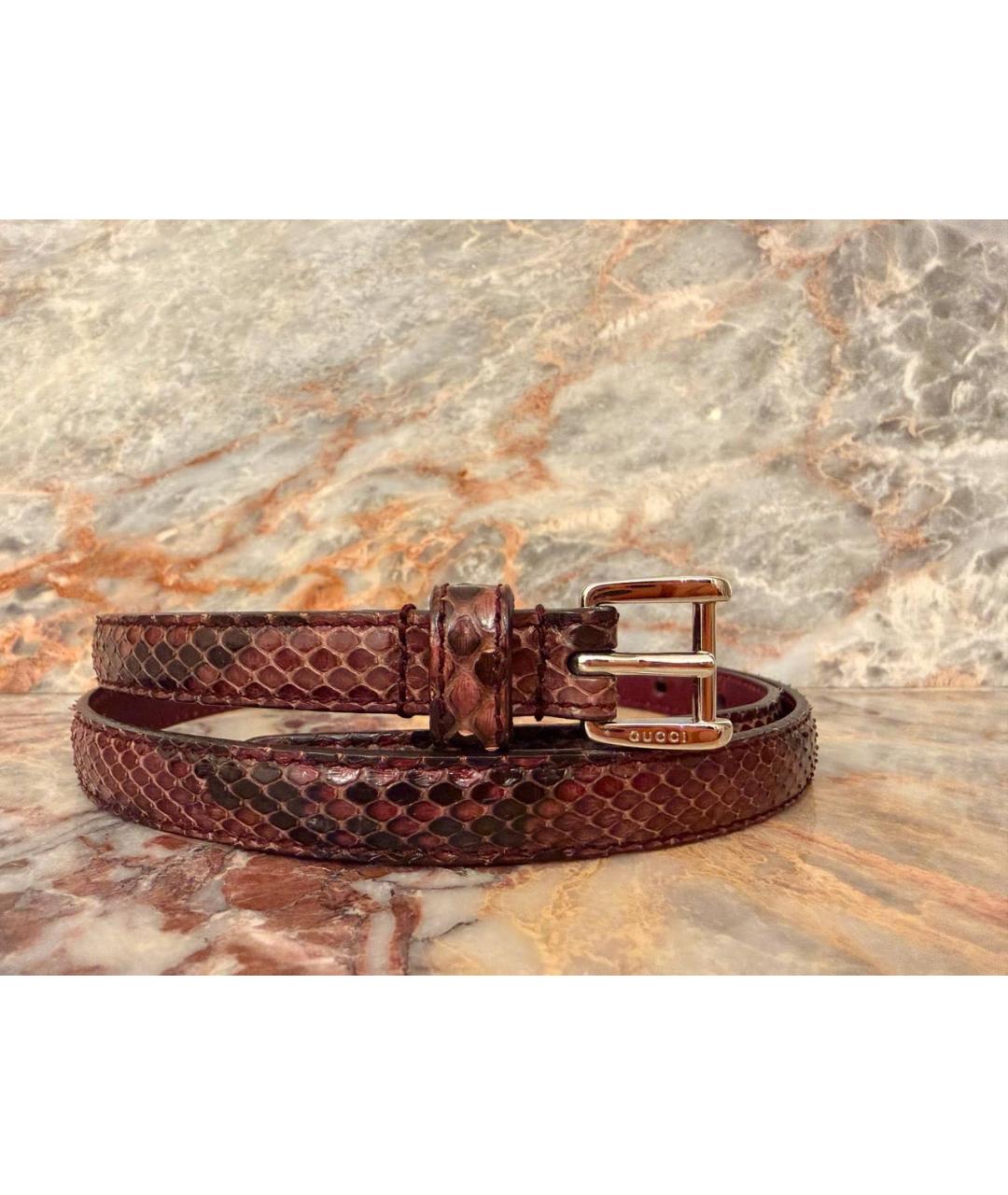 GUCCI Бордовый ремень из экзотической кожи, фото 5