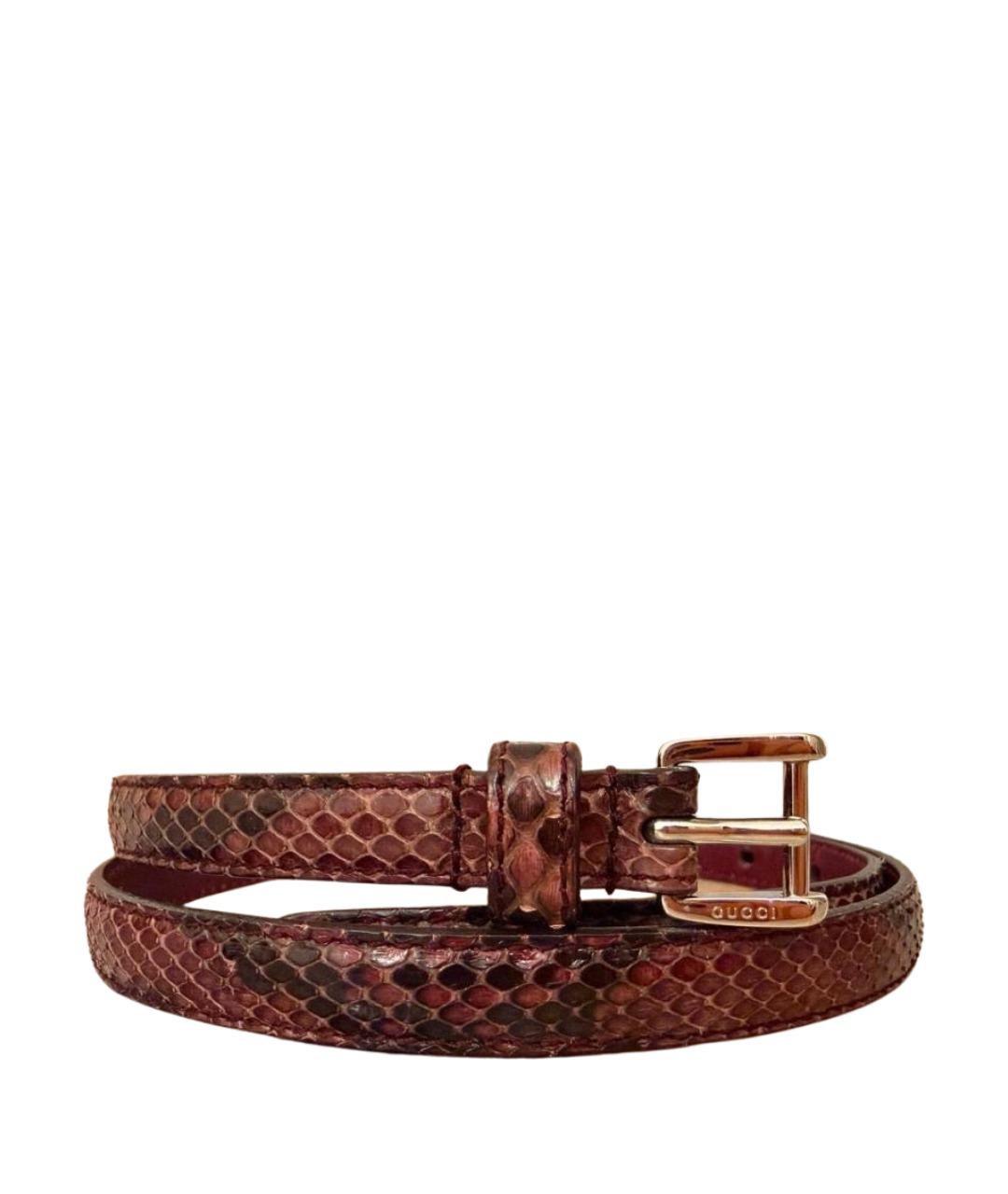 GUCCI Бордовый ремень из экзотической кожи, фото 1