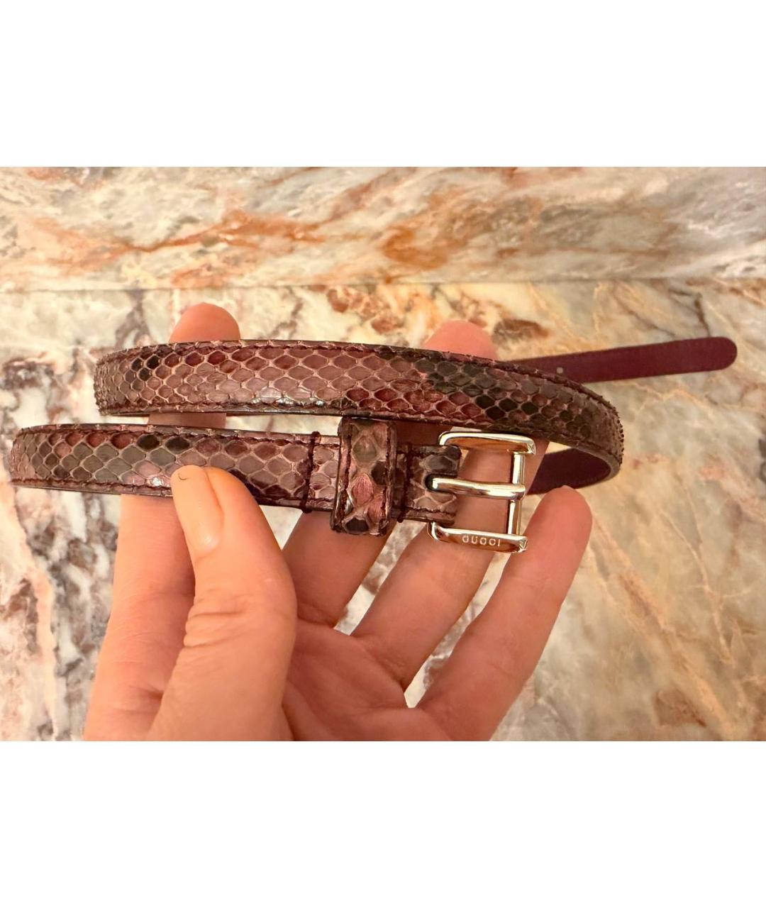 GUCCI Бордовый ремень из экзотической кожи, фото 2