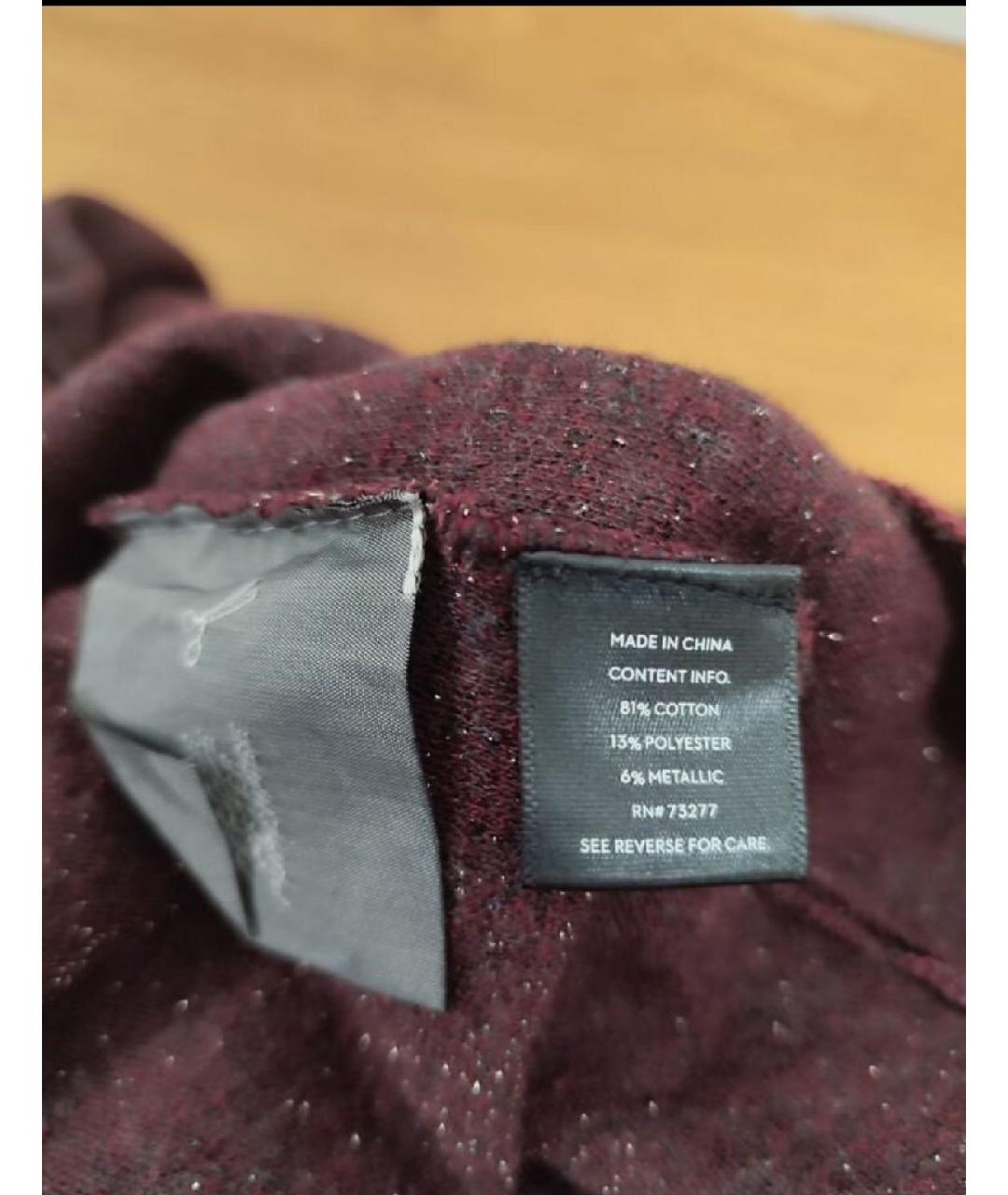 VERA WANG Бордовый хлопковый джемпер / свитер, фото 8