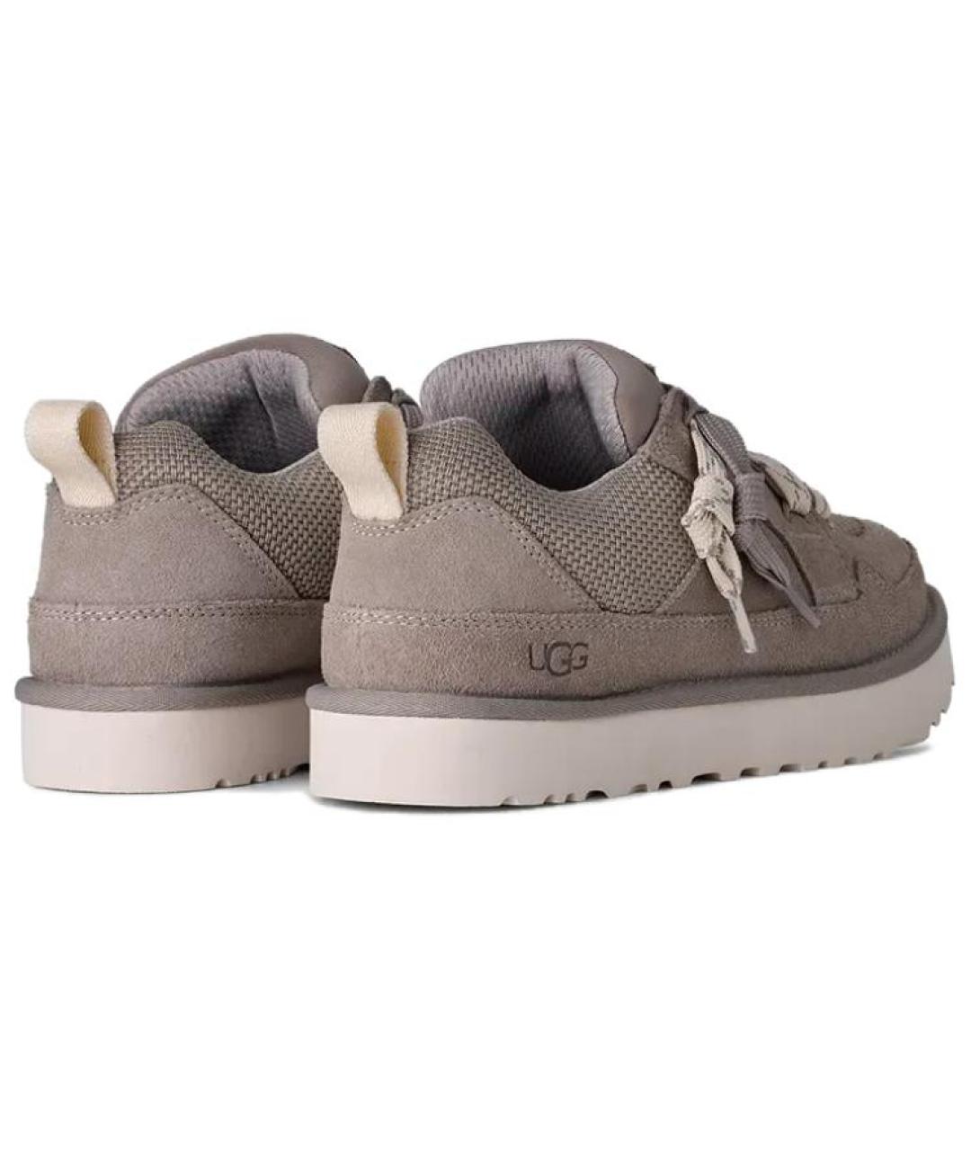 UGG AUSTRALIA Серые нубуковые низкие кроссовки / кеды, фото 4