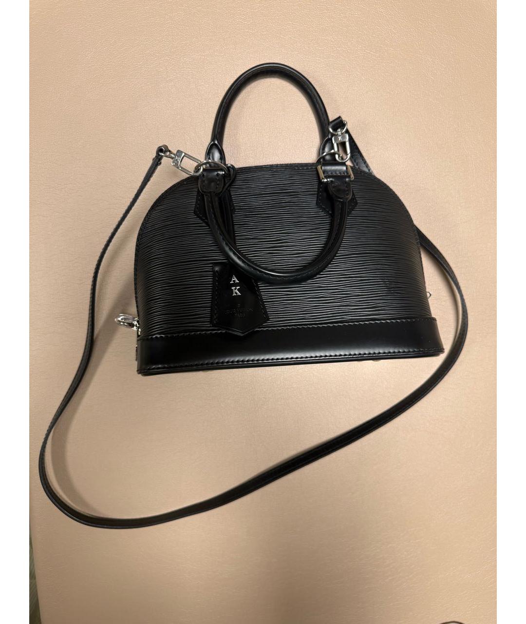 LOUIS VUITTON Черная кожаная сумка с короткими ручками, фото 5