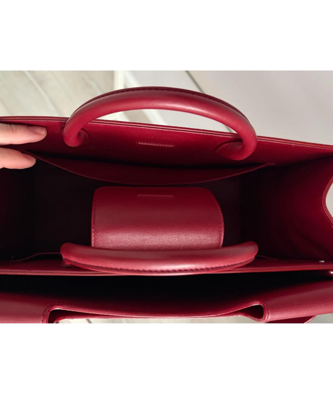 CHRISTIAN DIOR Бордовая кожаная сумка тоут, фото 4