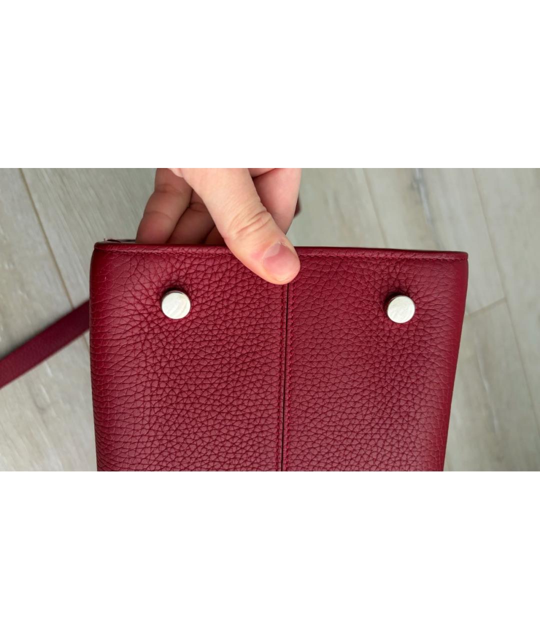 CHRISTIAN DIOR Бордовая кожаная сумка тоут, фото 6