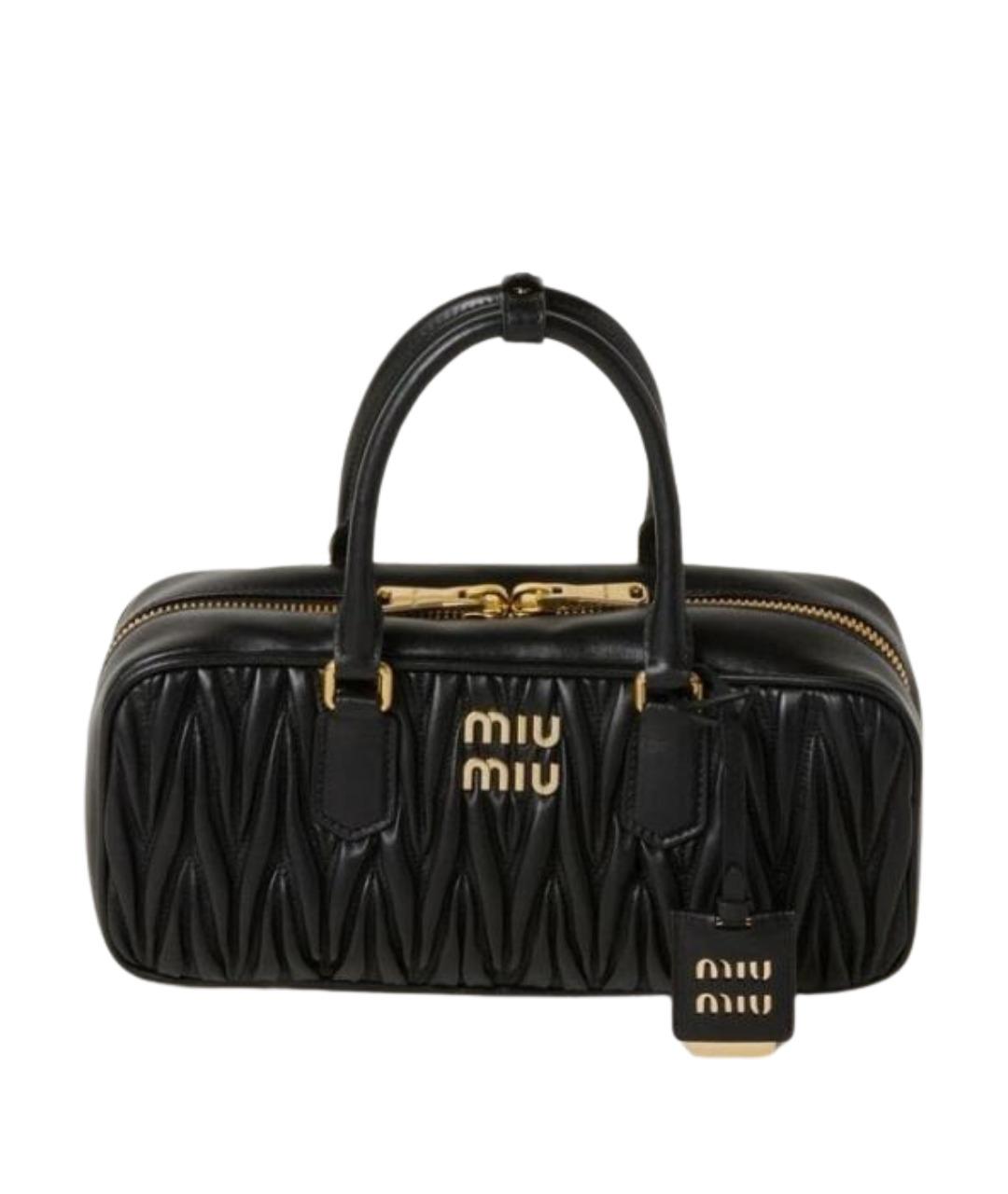 MIU MIU Черная кожаная сумка с короткими ручками, фото 1