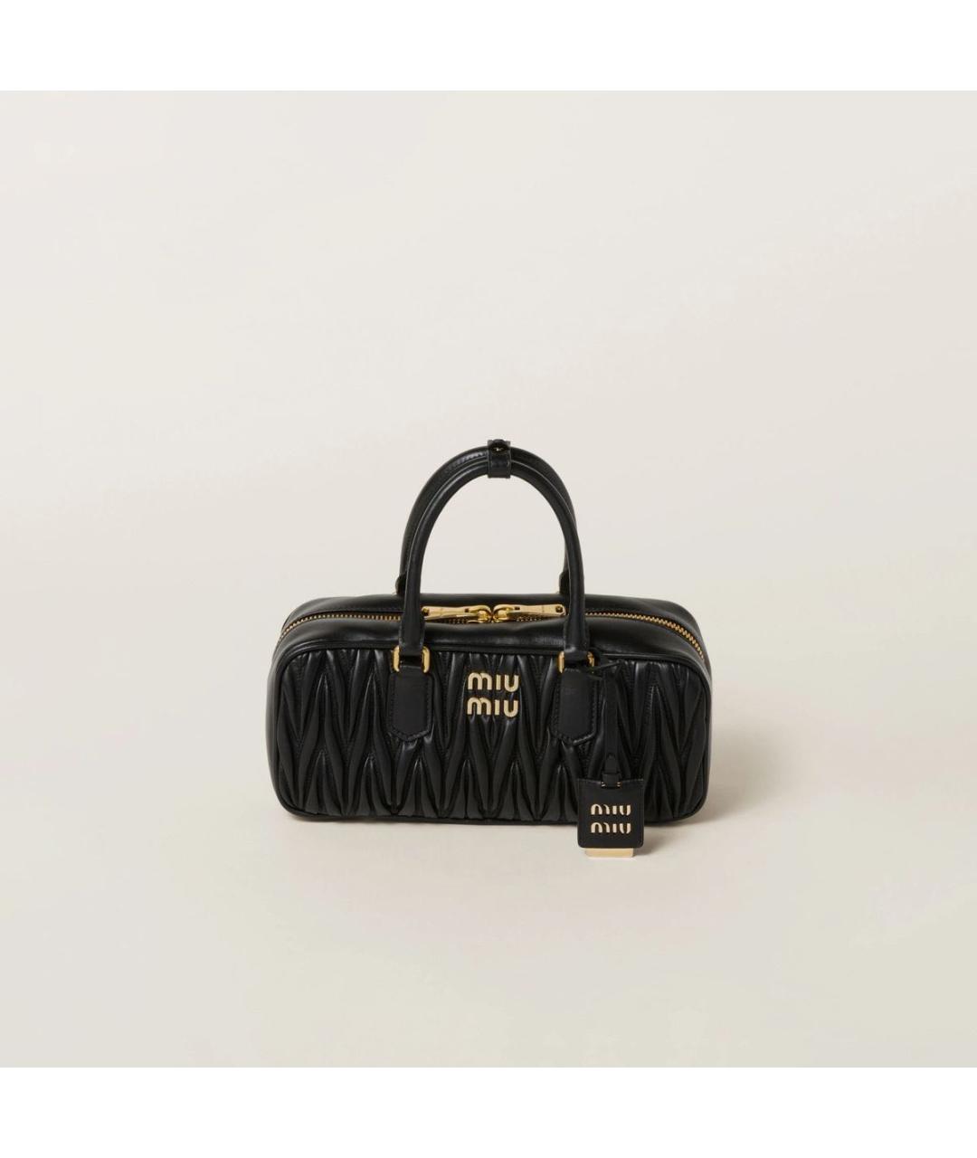 MIU MIU Черная кожаная сумка с короткими ручками, фото 4