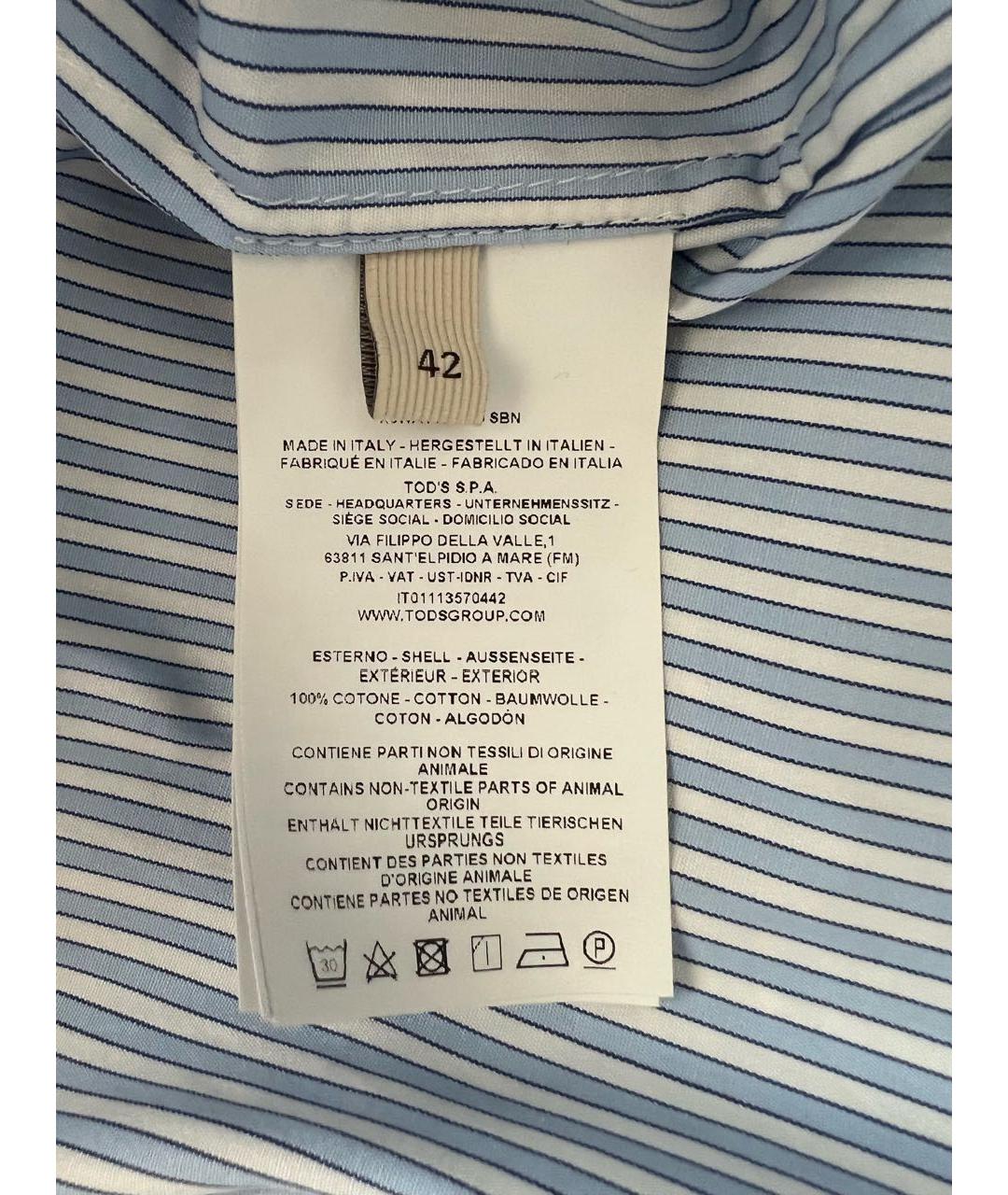 TOD'S Голубая хлопковая рубашка, фото 5