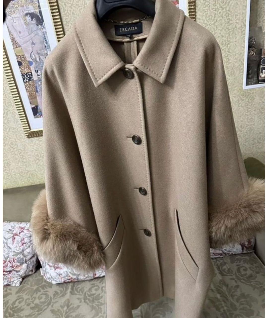 ESCADA Бежевое шерстяное пальто, фото 7