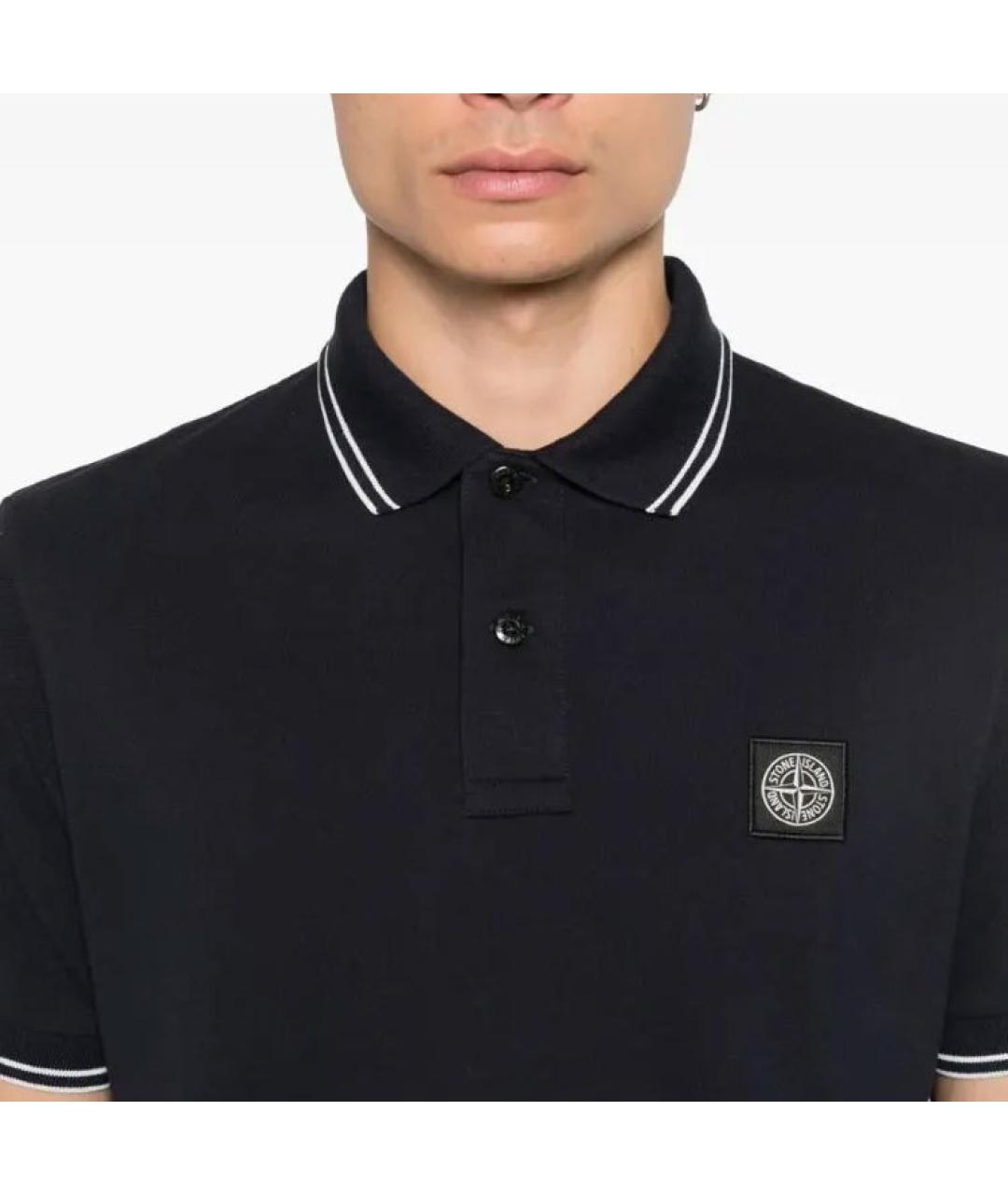 STONE ISLAND Темно-синее поло с коротким рукавом, фото 5