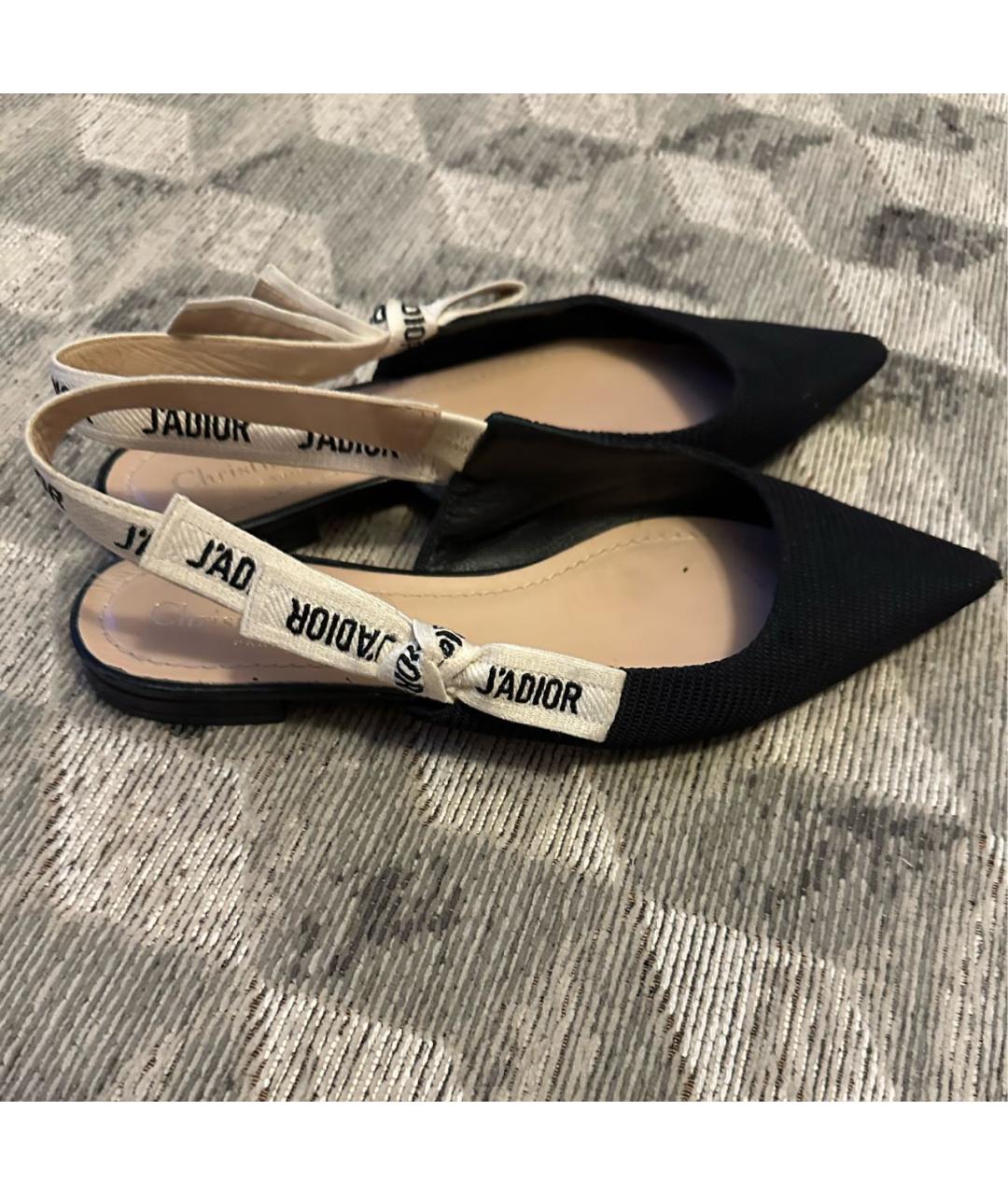 CHRISTIAN DIOR Черные текстильные балетки, фото 3