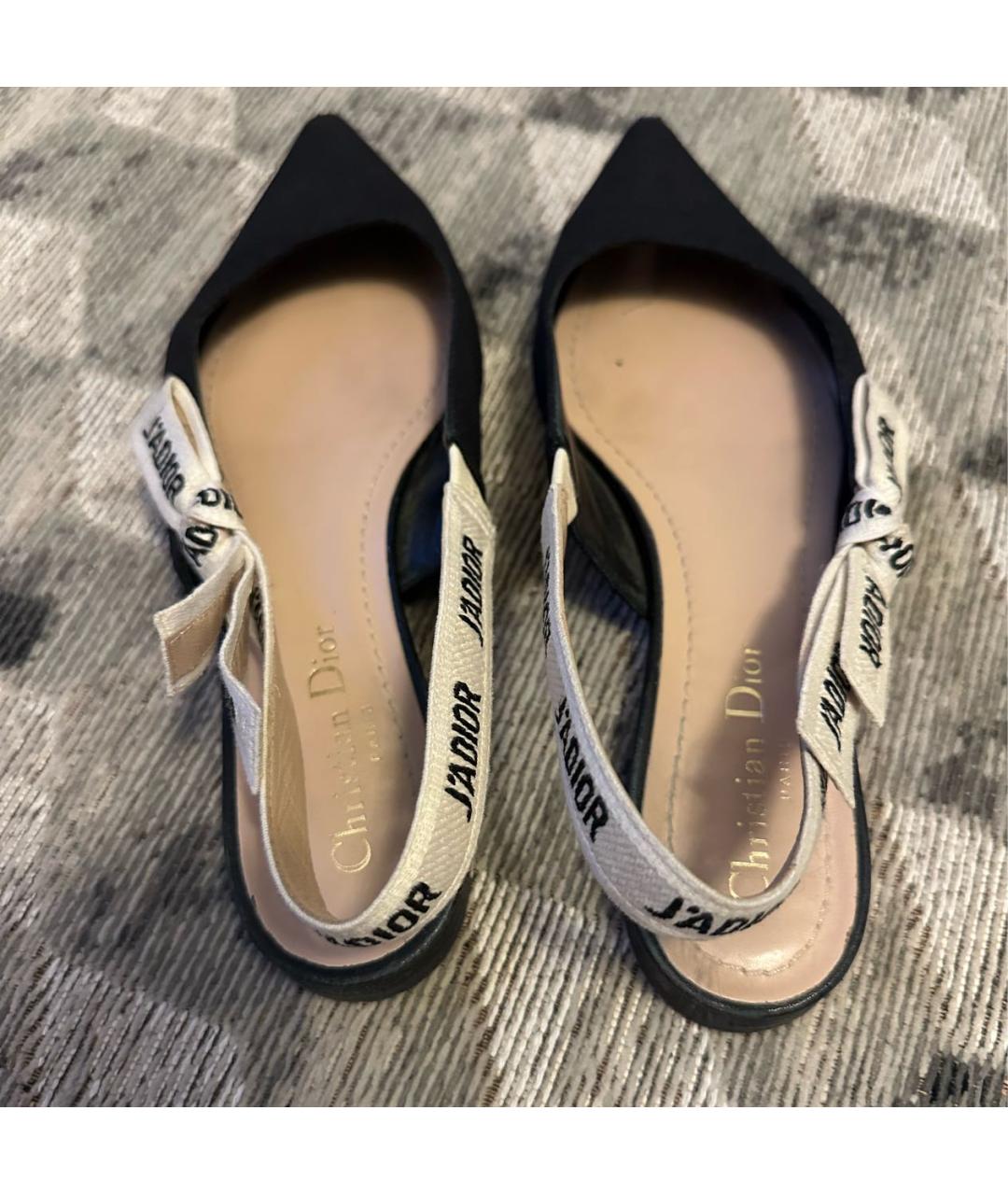 CHRISTIAN DIOR Черные текстильные балетки, фото 4