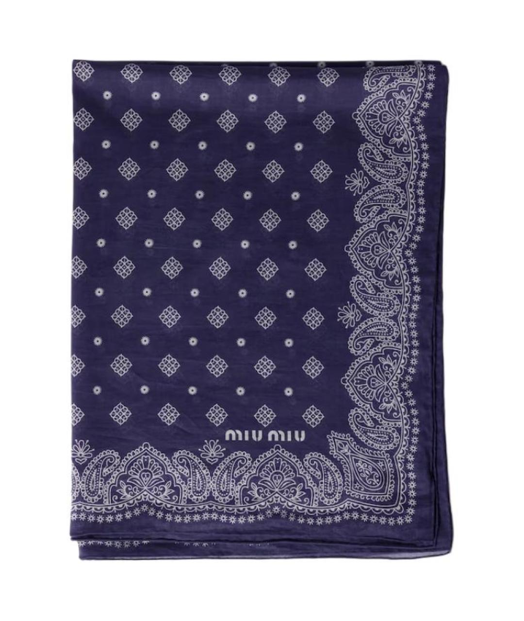 MIU MIU Синий шарф, фото 1