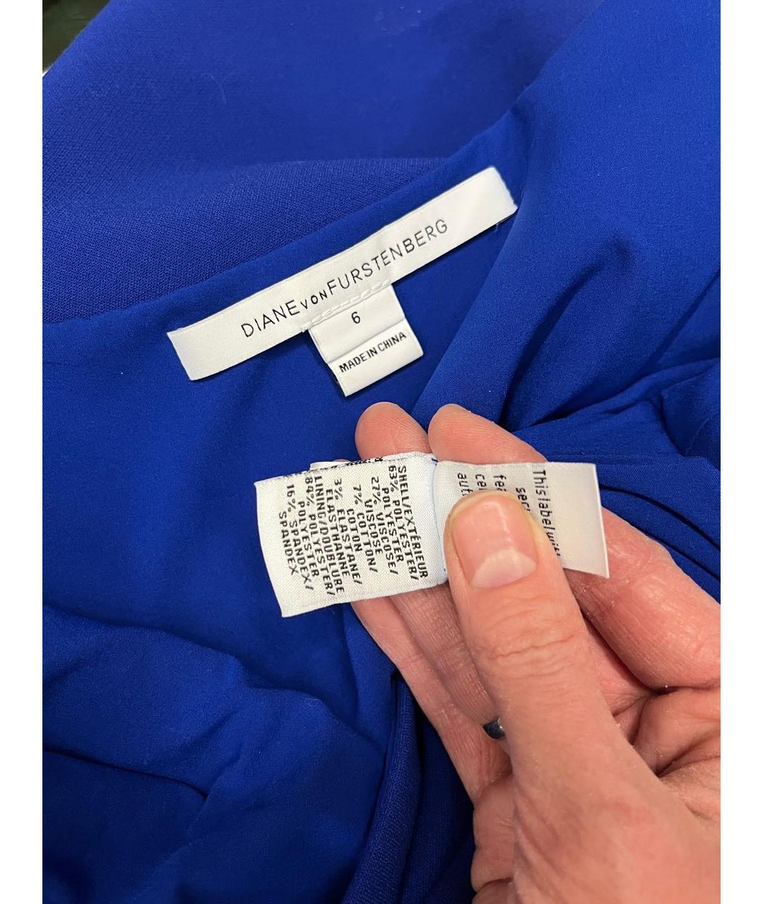 DIANE VON FURSTENBERG Синее вискозное повседневное платье, фото 5