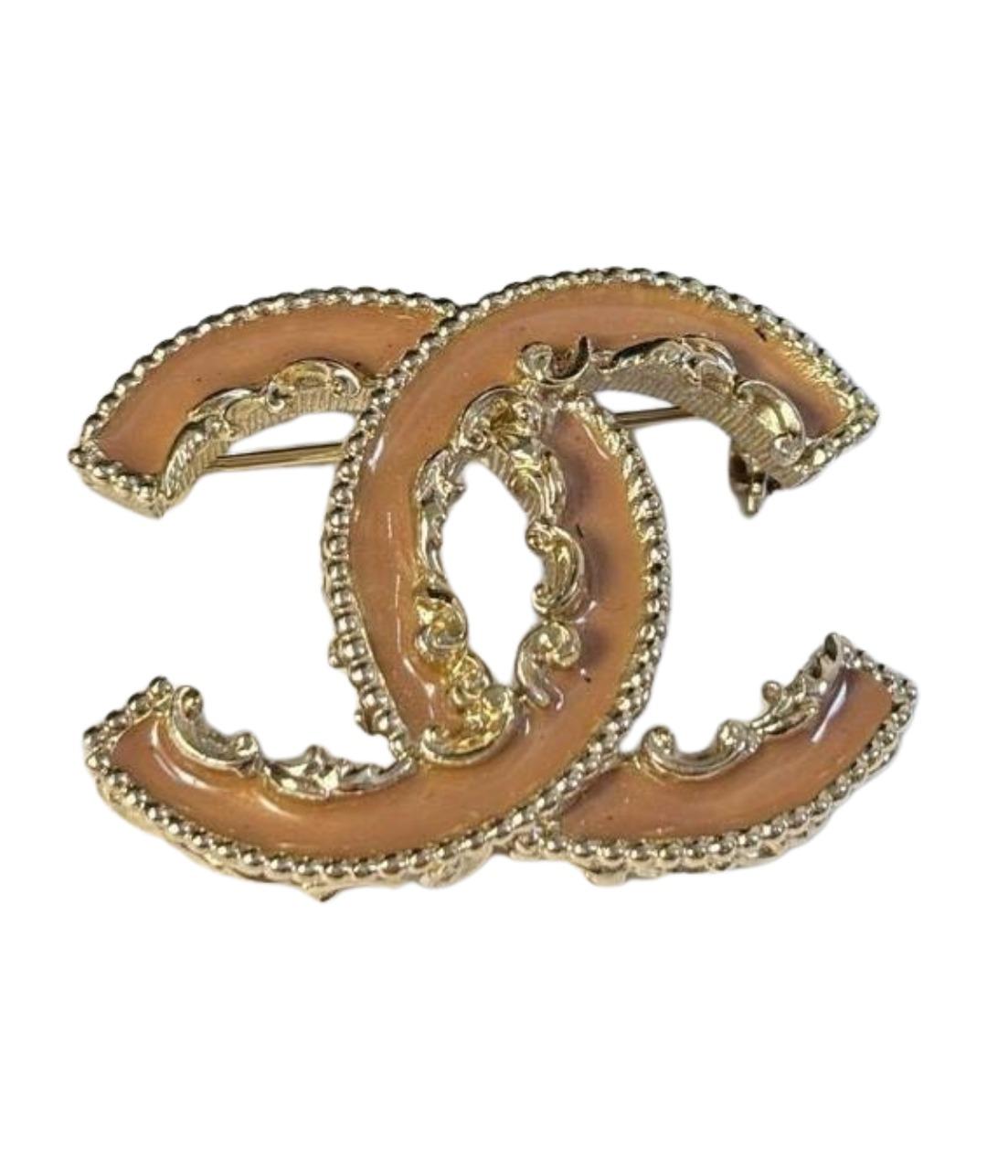 CHANEL Бежевая металлическая булавка / брошь, фото 1