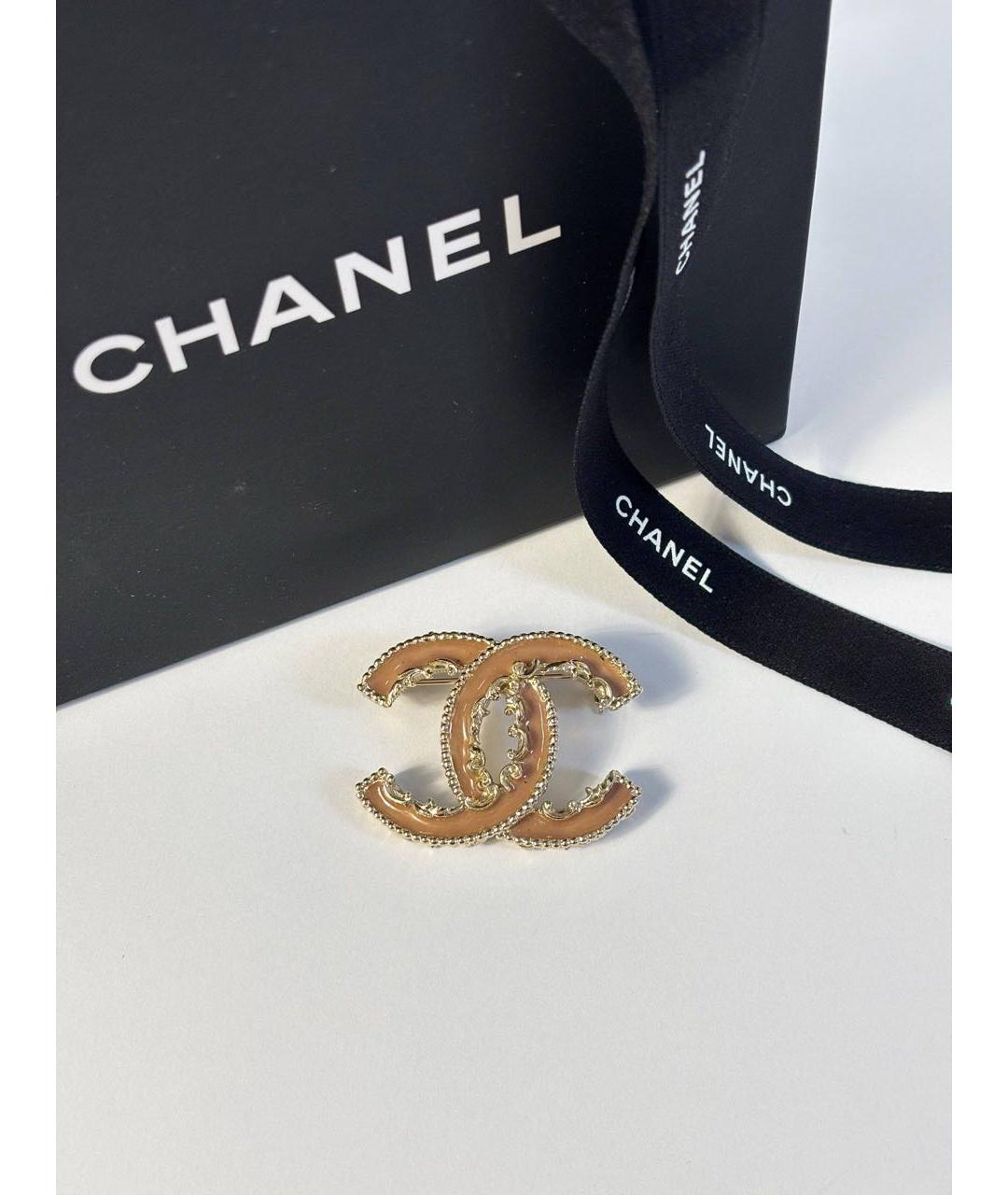 CHANEL Бежевая металлическая булавка / брошь, фото 2