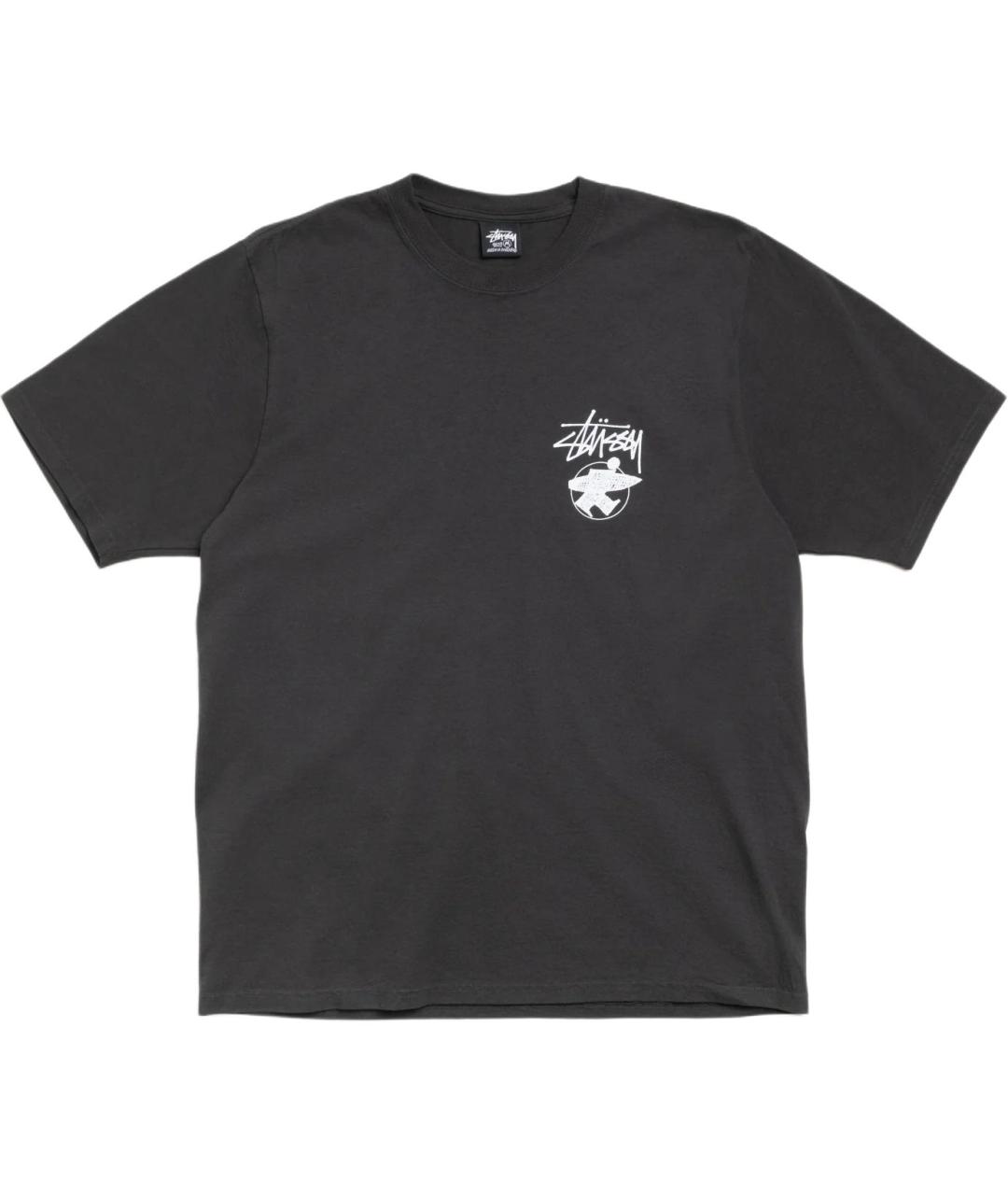 STUSSY Черная хлопковая футболка, фото 2