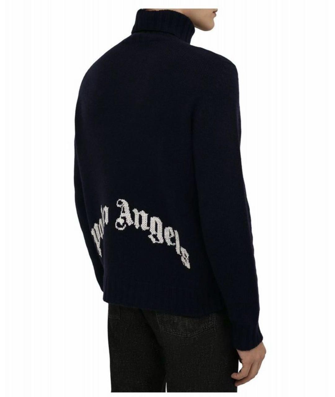PALM ANGELS Темно-синяя шерстяная водолазка, фото 1