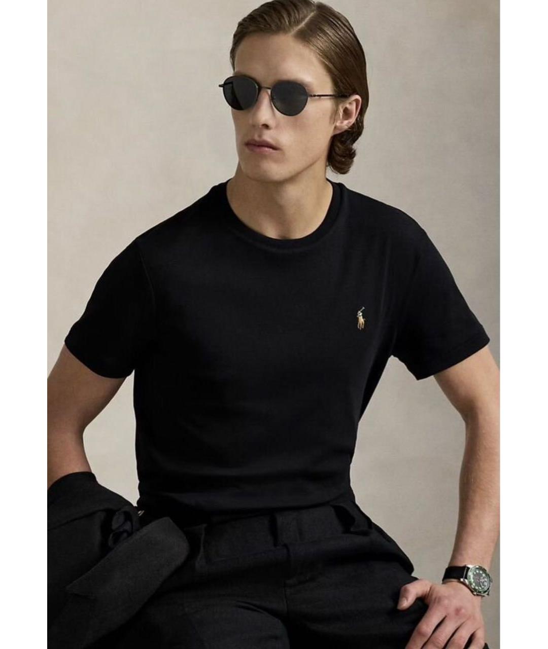 POLO RALPH LAUREN Черная хлопко-эластановая футболка, фото 3