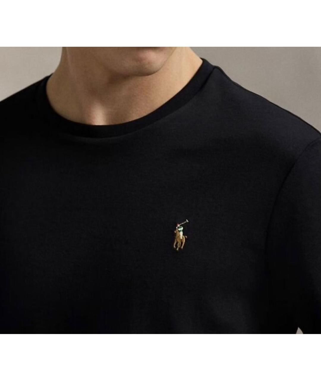 POLO RALPH LAUREN Черная хлопко-эластановая футболка, фото 4
