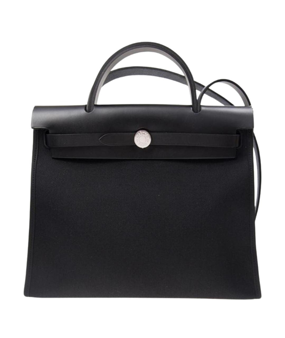 HERMES Черная кожаная сумка с короткими ручками, фото 1