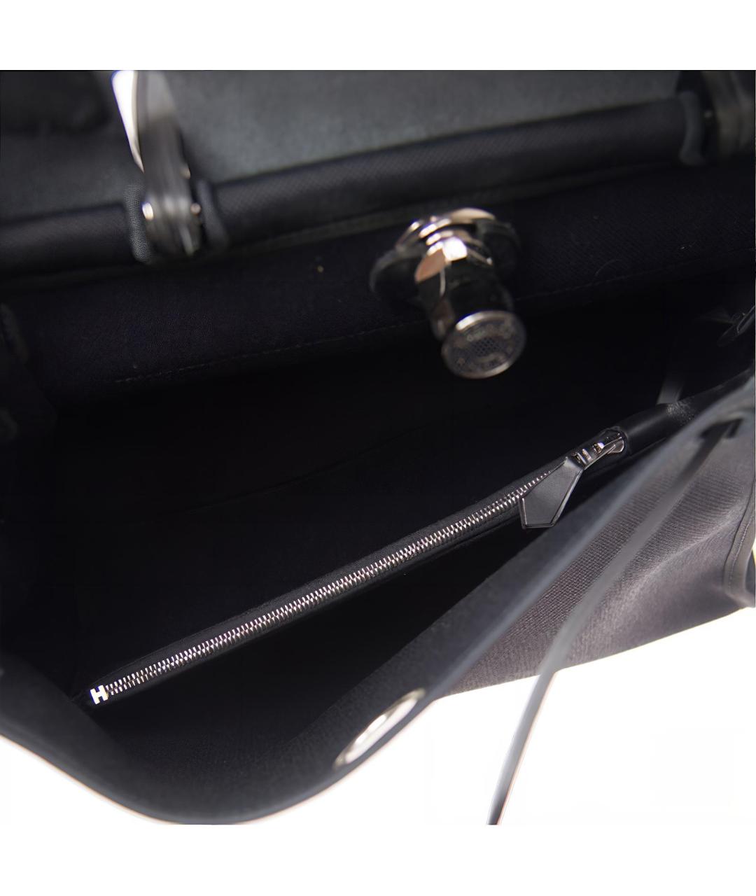 HERMES Черная кожаная сумка с короткими ручками, фото 5