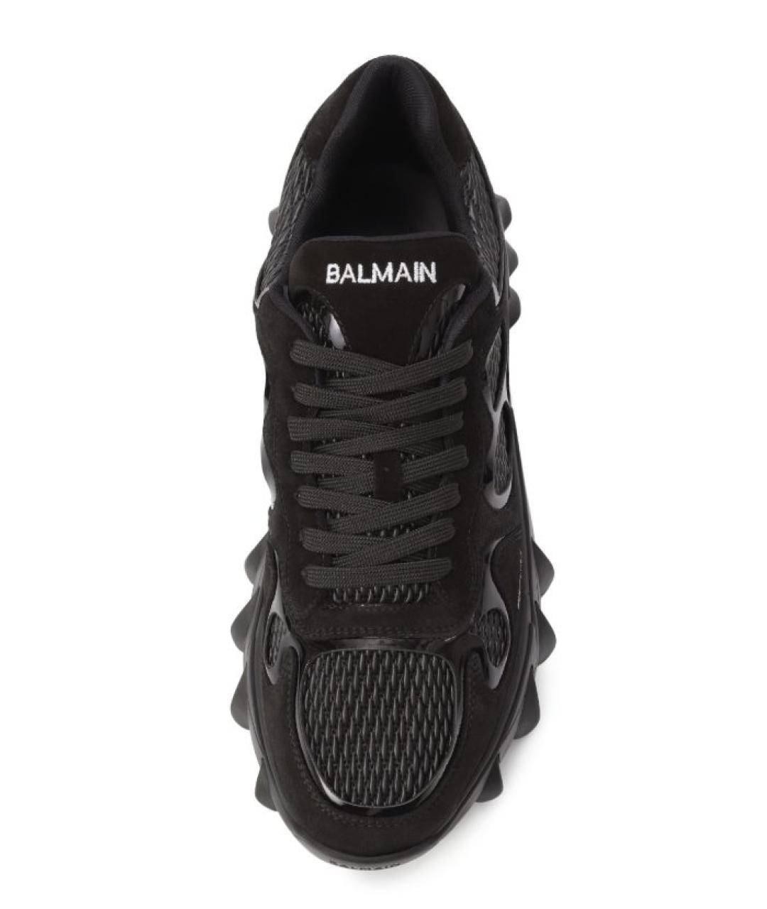 BALMAIN Черные кожаные низкие кроссовки / кеды, фото 3