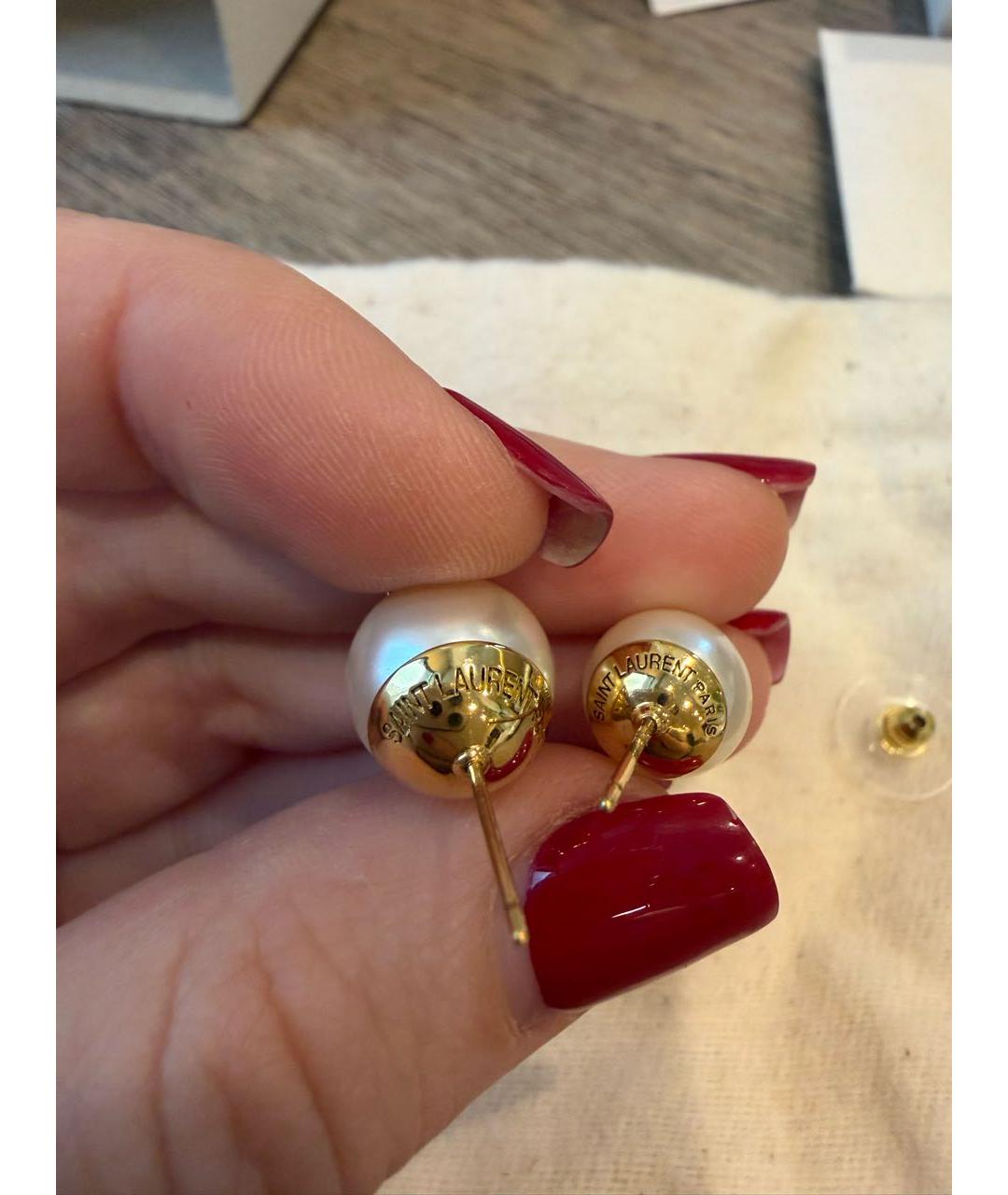 SAINT LAURENT Белые серьги, фото 5