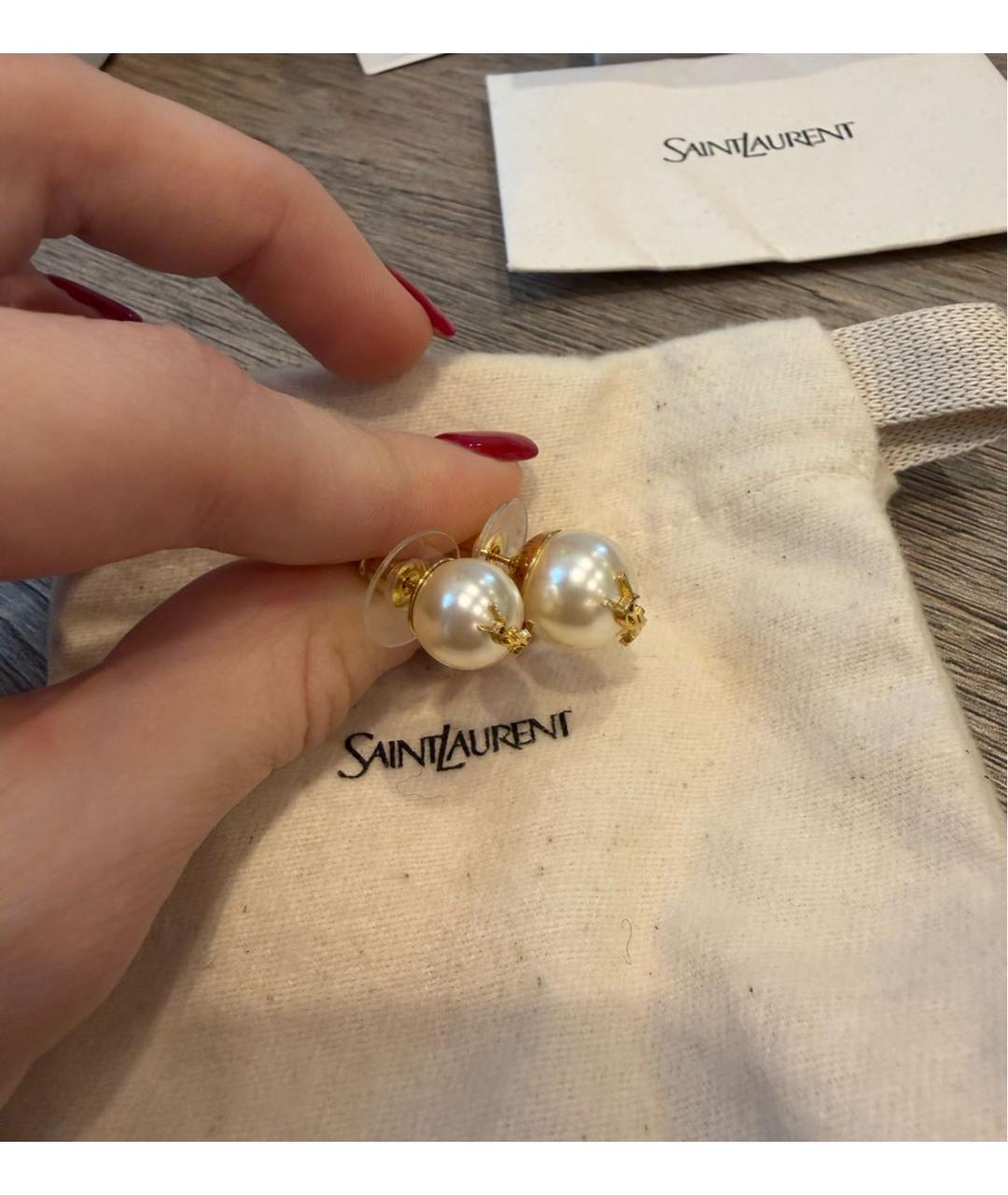 SAINT LAURENT Белые серьги, фото 7