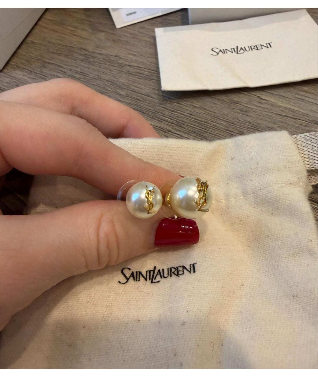 SAINT LAURENT Белые серьги, фото 3