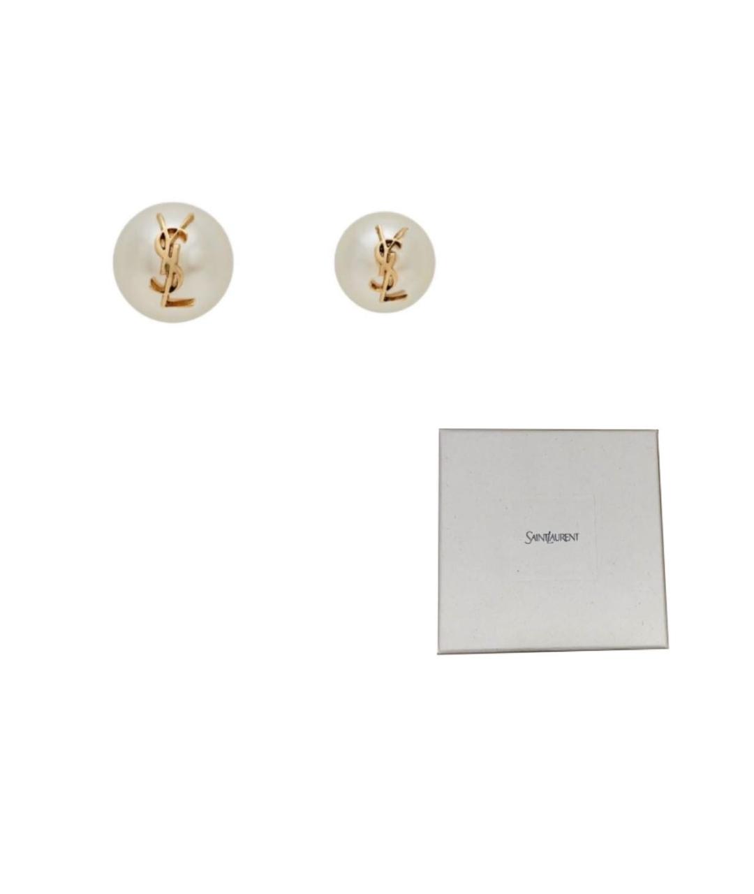 SAINT LAURENT Белые серьги, фото 9
