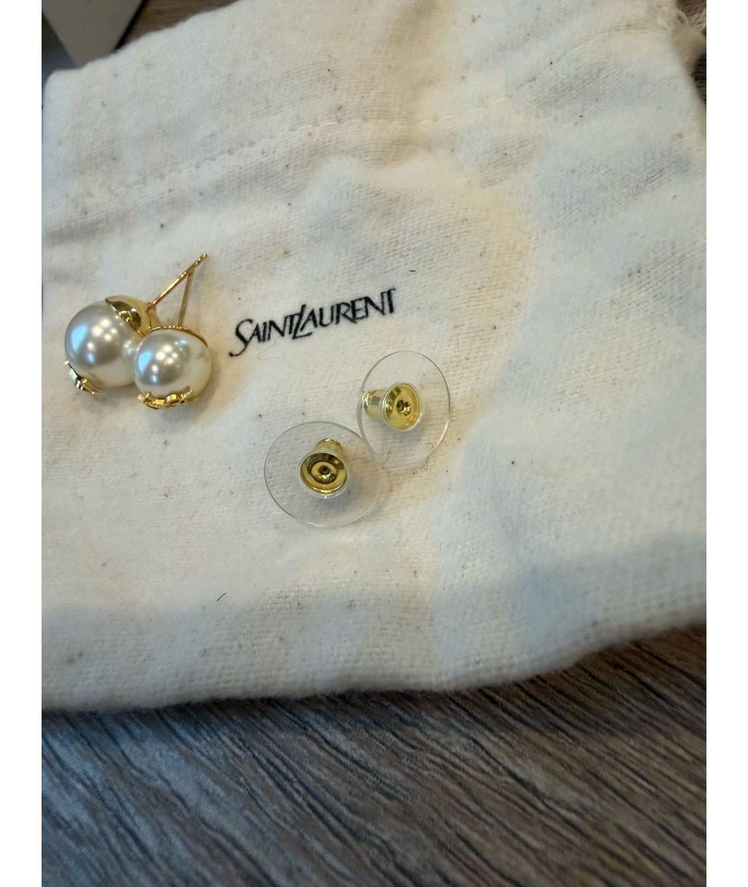 SAINT LAURENT Белые серьги, фото 6