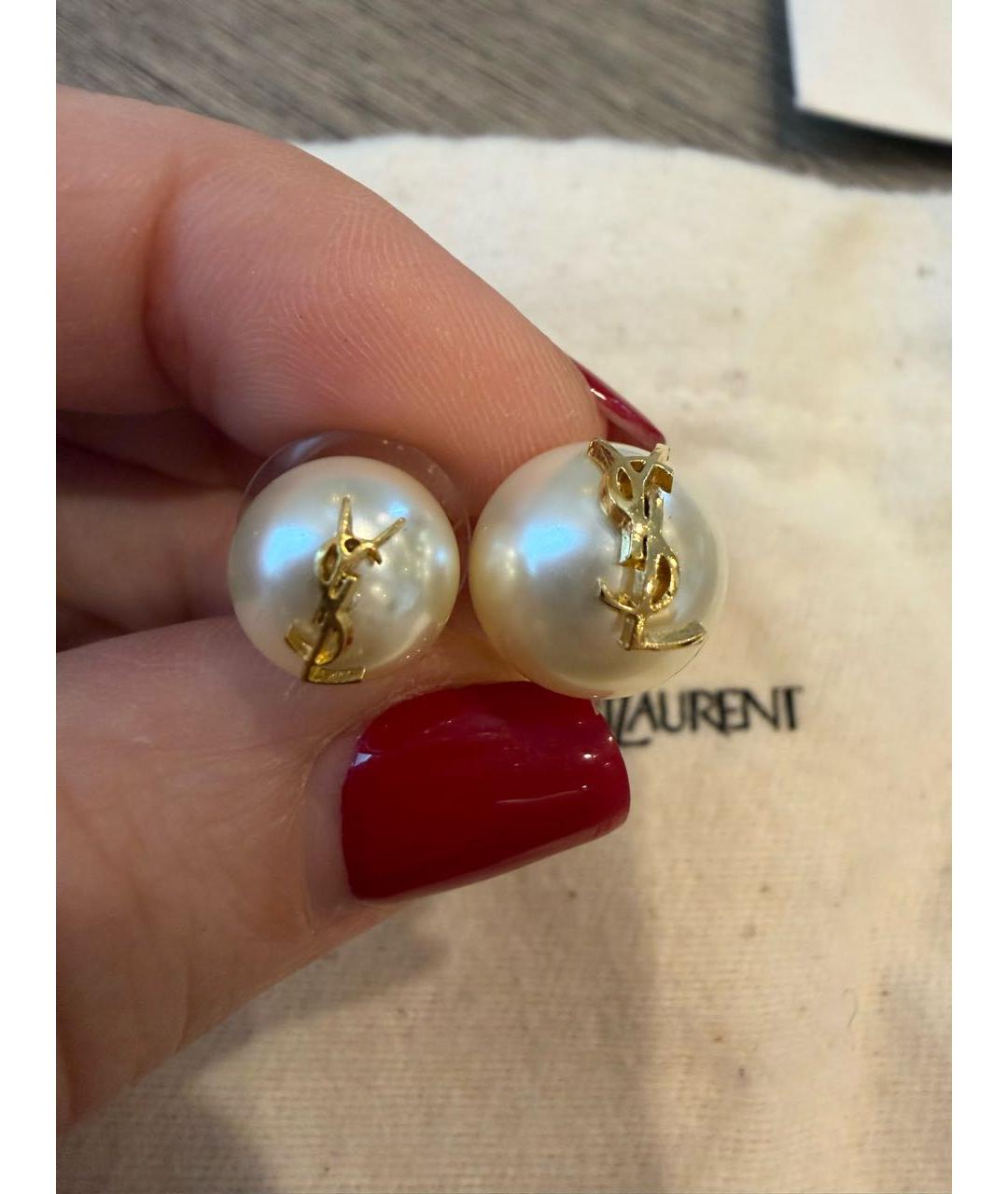 SAINT LAURENT Белые серьги, фото 4