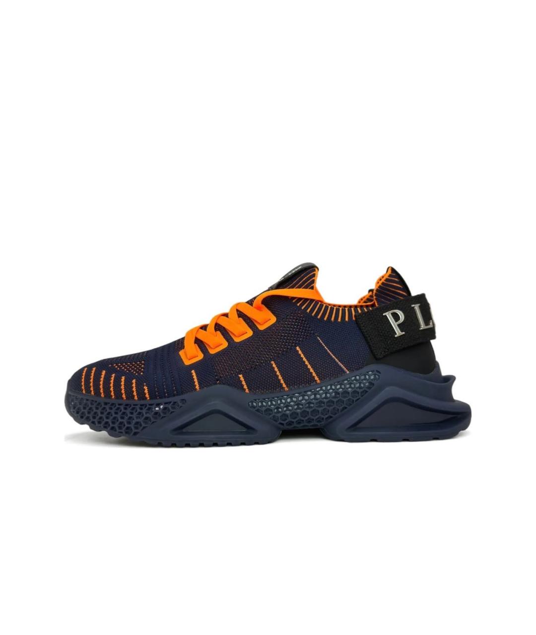 PHILIPP PLEIN Темно-синие текстильные низкие кроссовки / кеды, фото 9