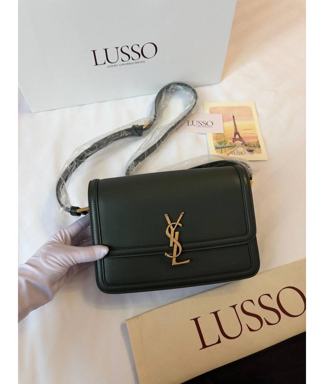 SAINT LAURENT Зеленая кожаная сумка через плечо, фото 2