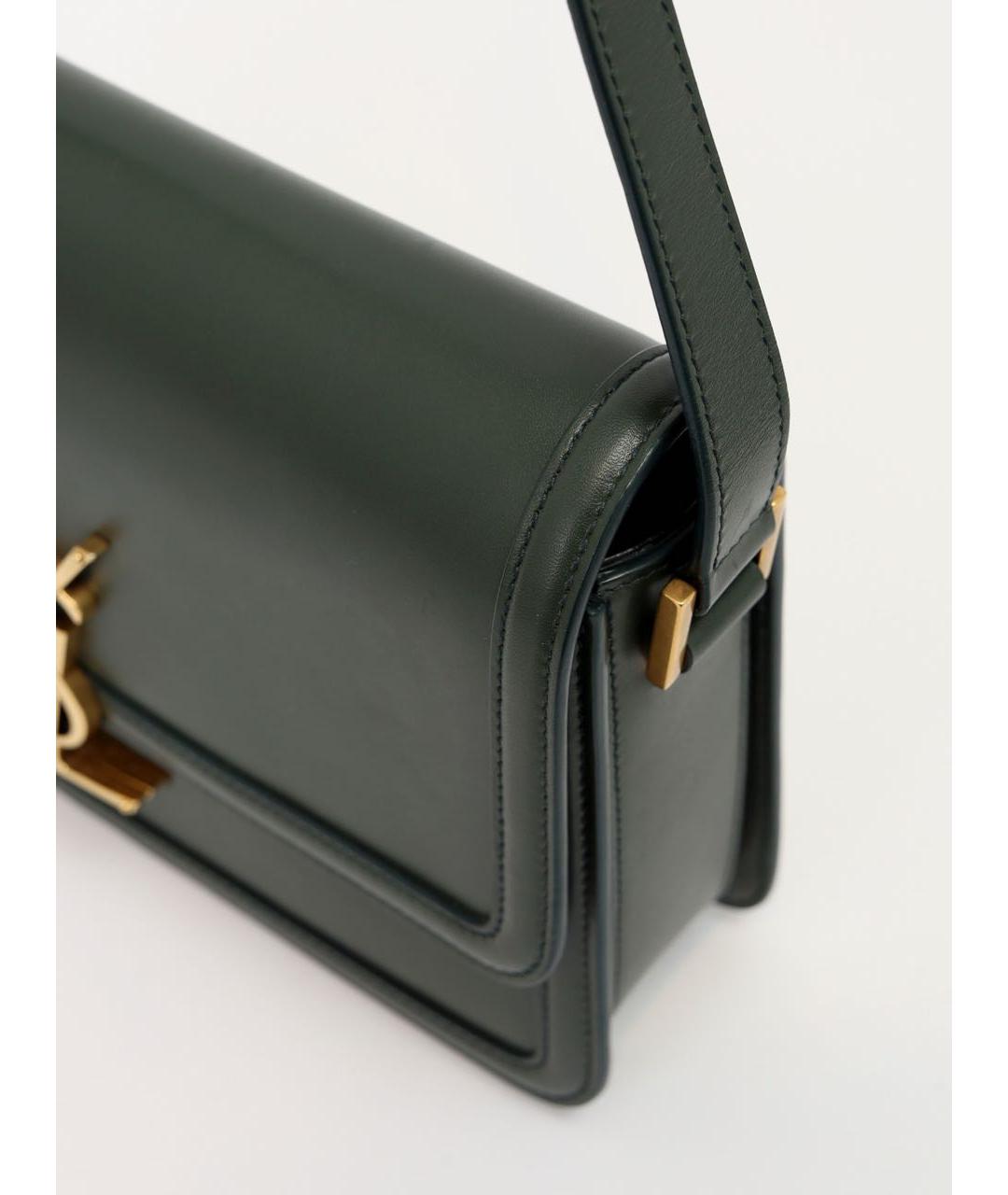 SAINT LAURENT Зеленая кожаная сумка через плечо, фото 8