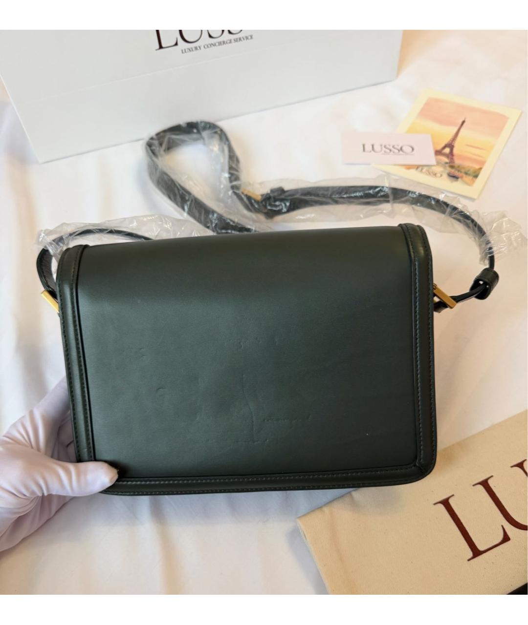 SAINT LAURENT Зеленая кожаная сумка через плечо, фото 5