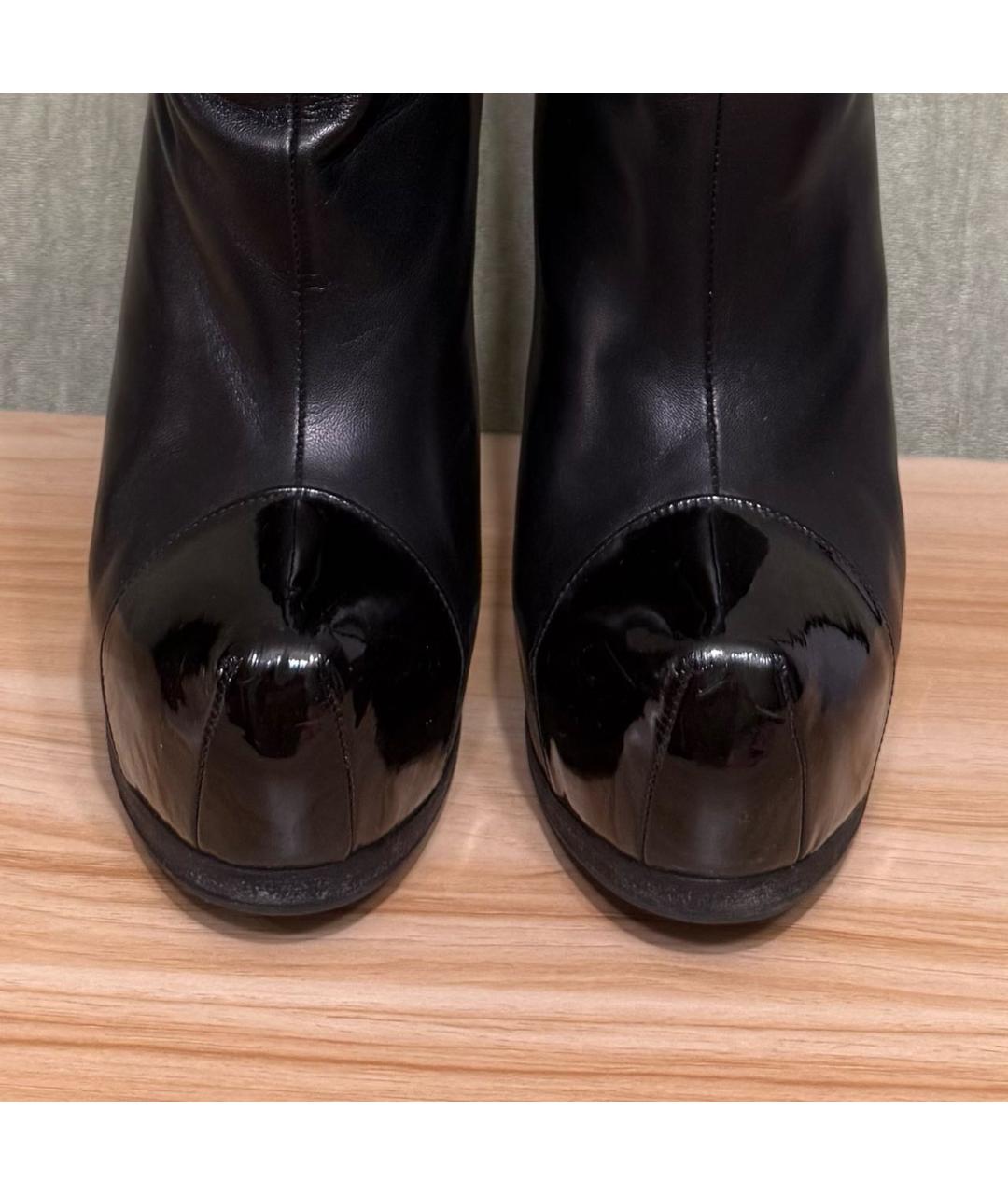 SAINT LAURENT Черные кожаные сапоги, фото 3