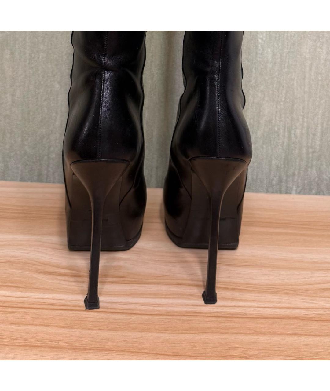 SAINT LAURENT Черные кожаные сапоги, фото 4