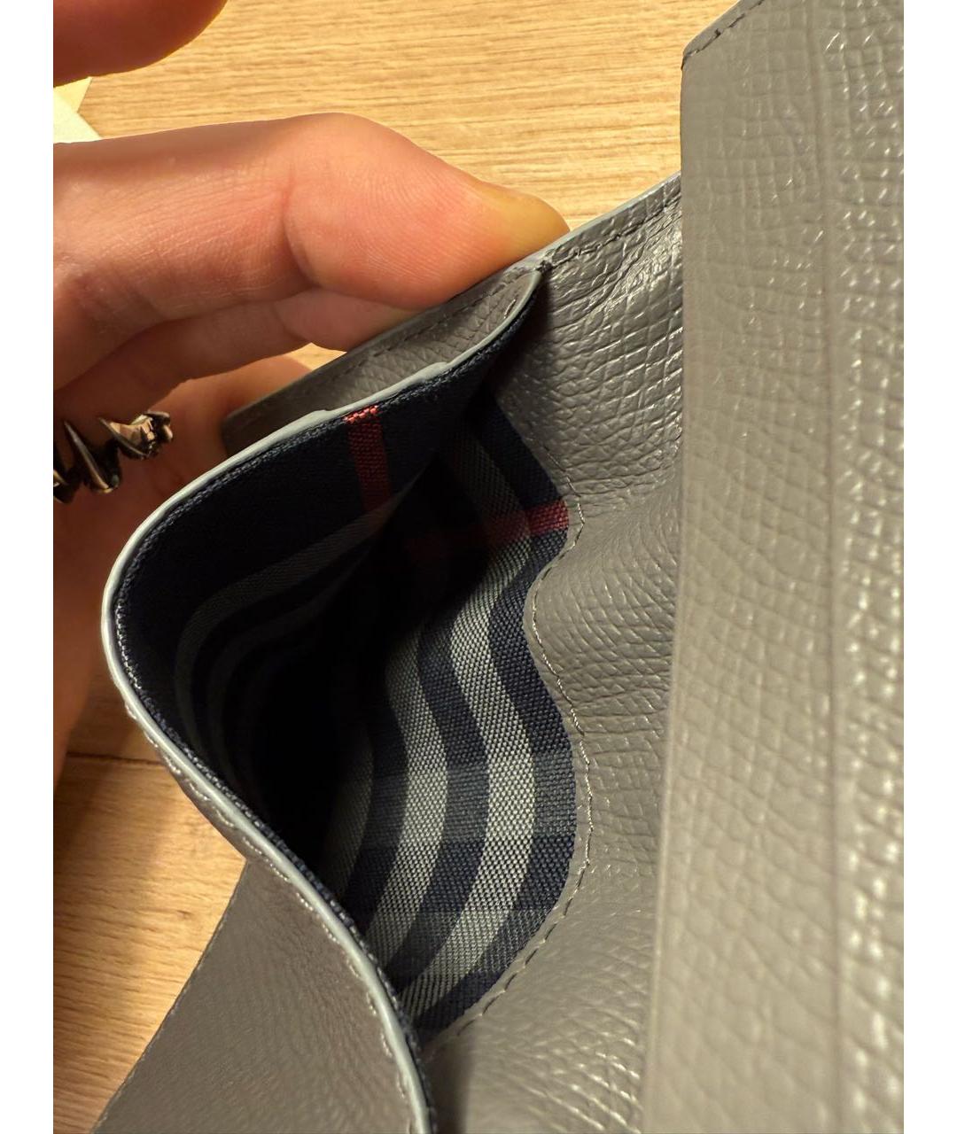 BURBERRY Серый кожаный кардхолдер, фото 3